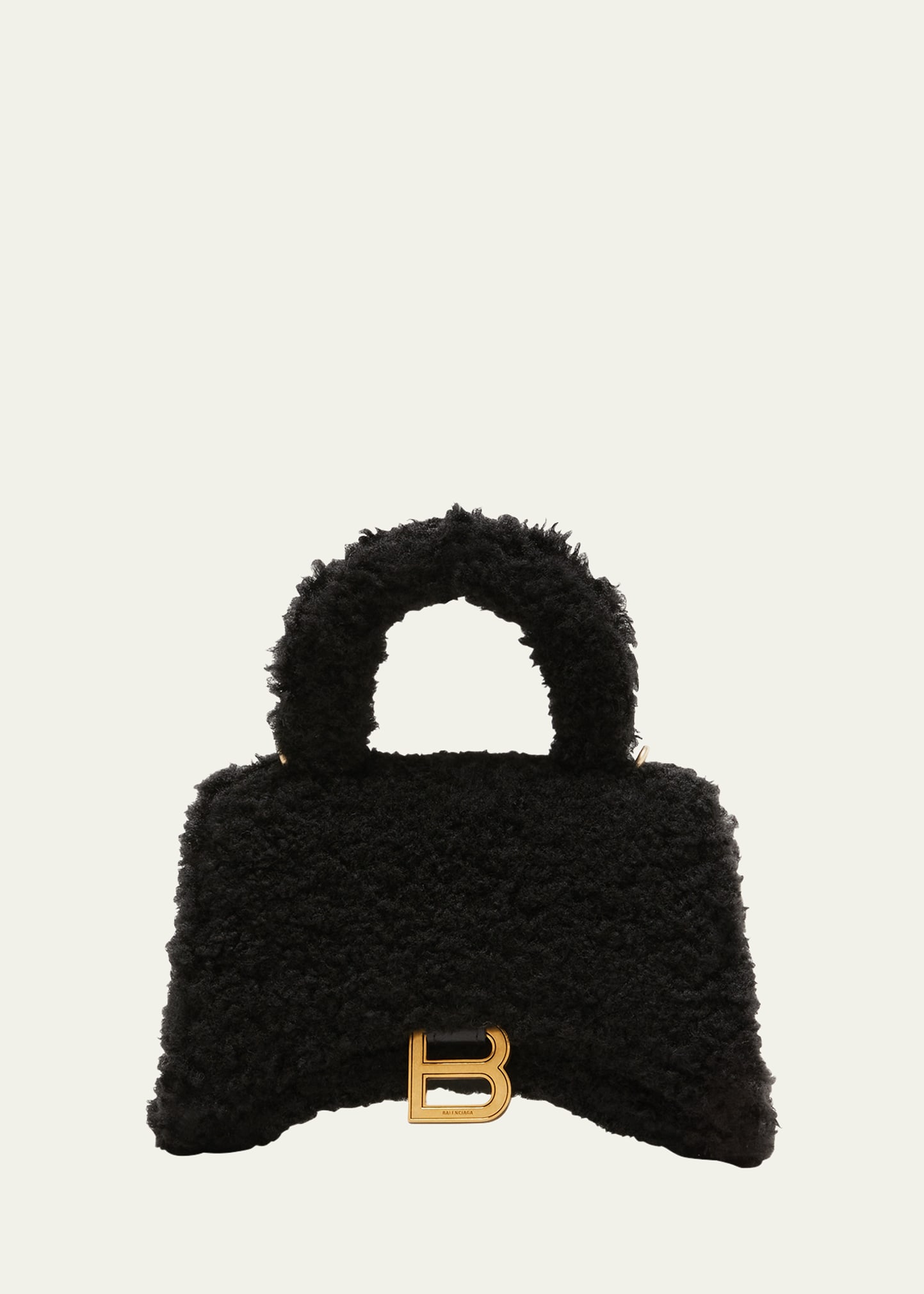 Balenciaga Hourglass XS Furry Shearling Top-Handle Bag - Bergdorf