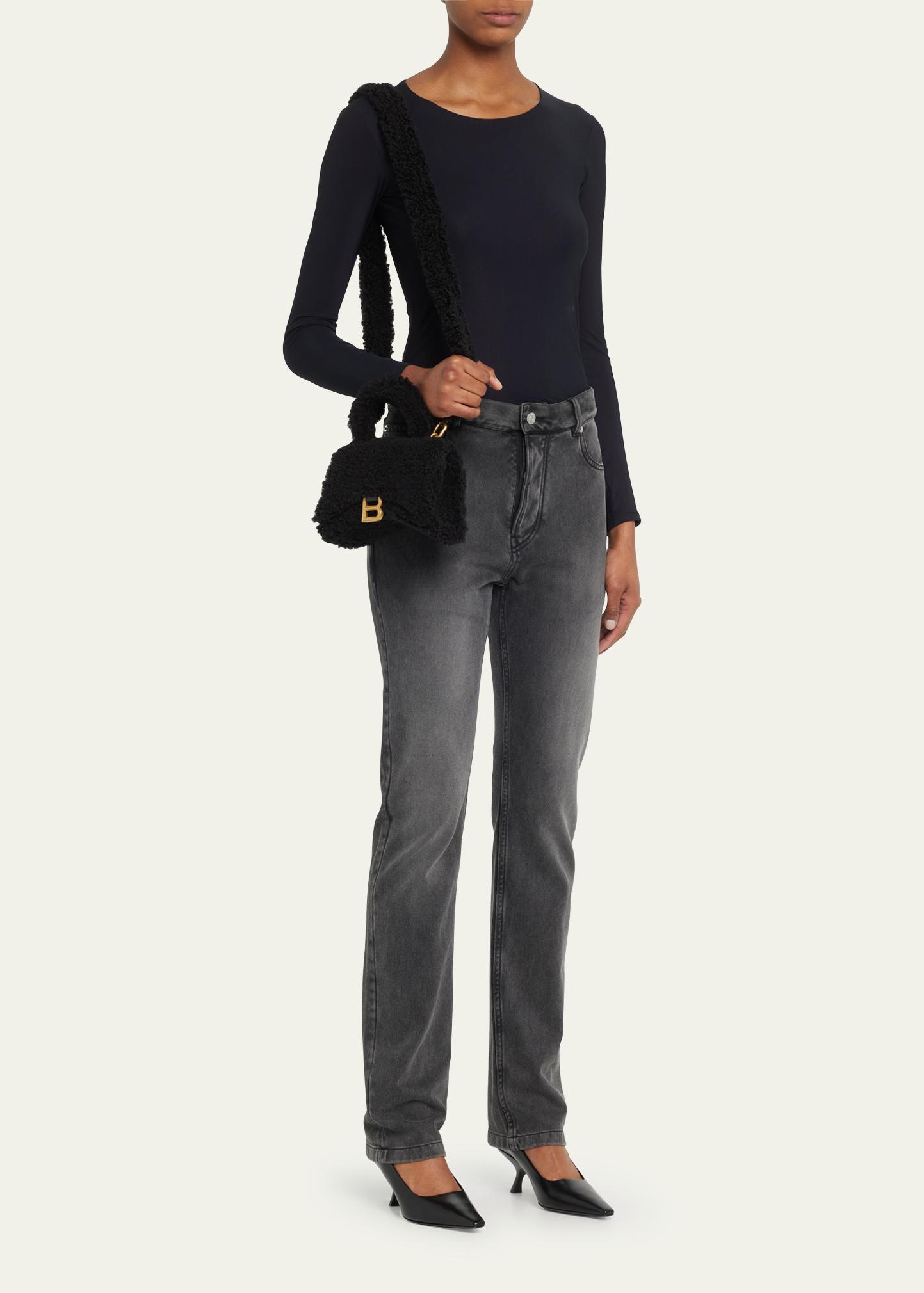 Balenciaga Hourglass XS Furry Shearling Top-Handle Bag - Bergdorf