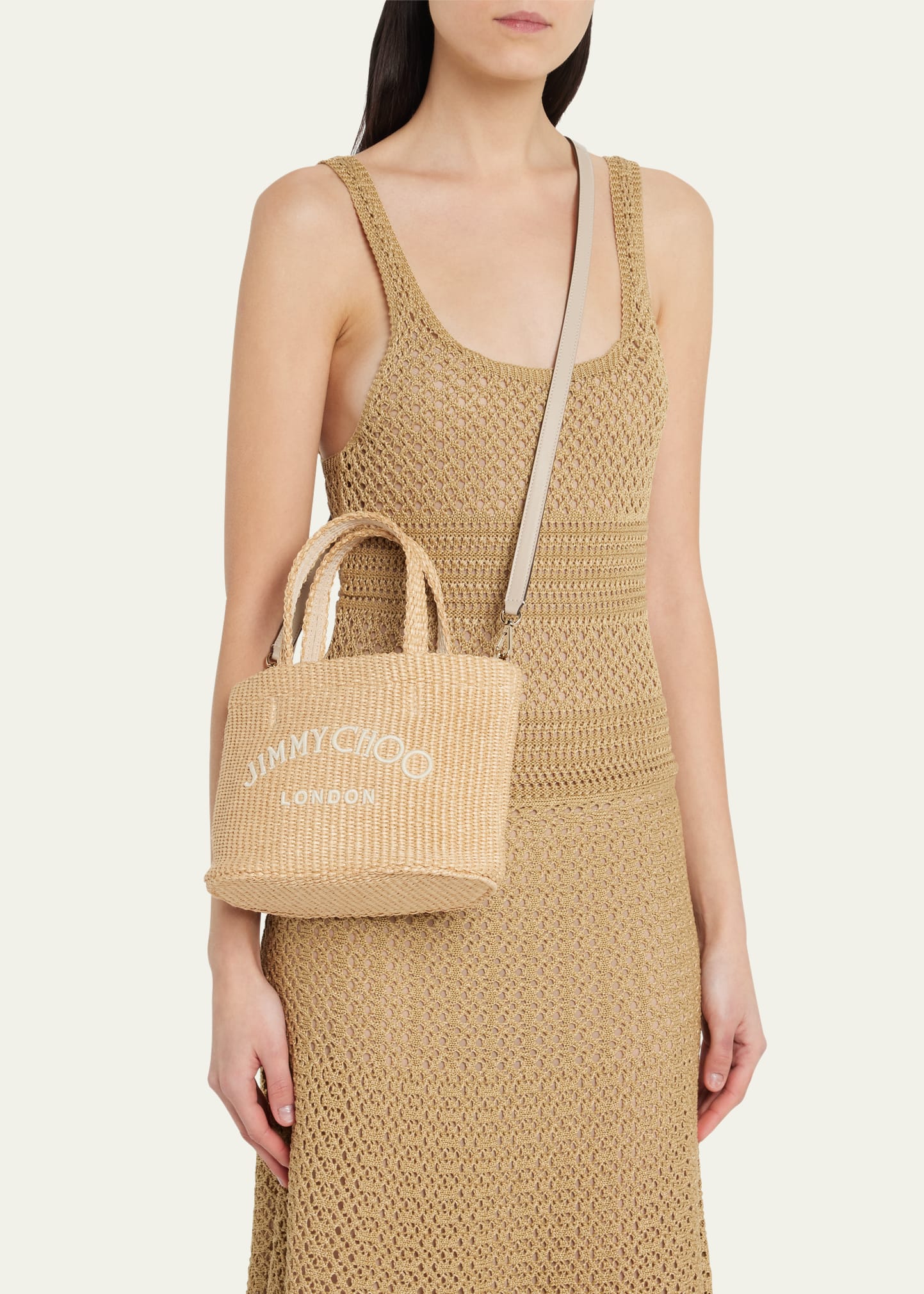 Jimmy Choo Mini Beach East-West Raffia Tote Bag - Bergdorf Goodman