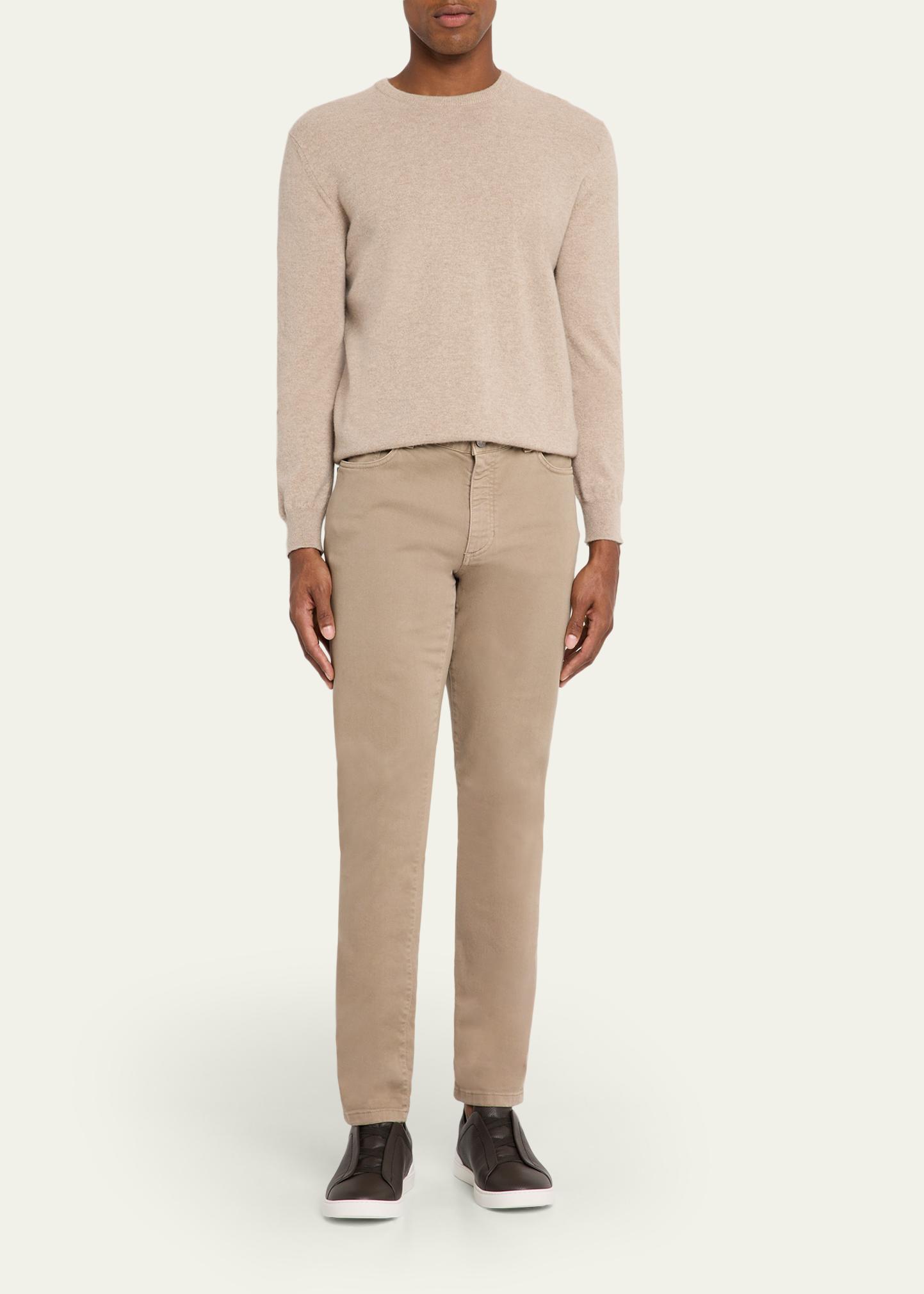 ZEGNA 남성 트리플 스티치 사슴 가죽 스니커즈