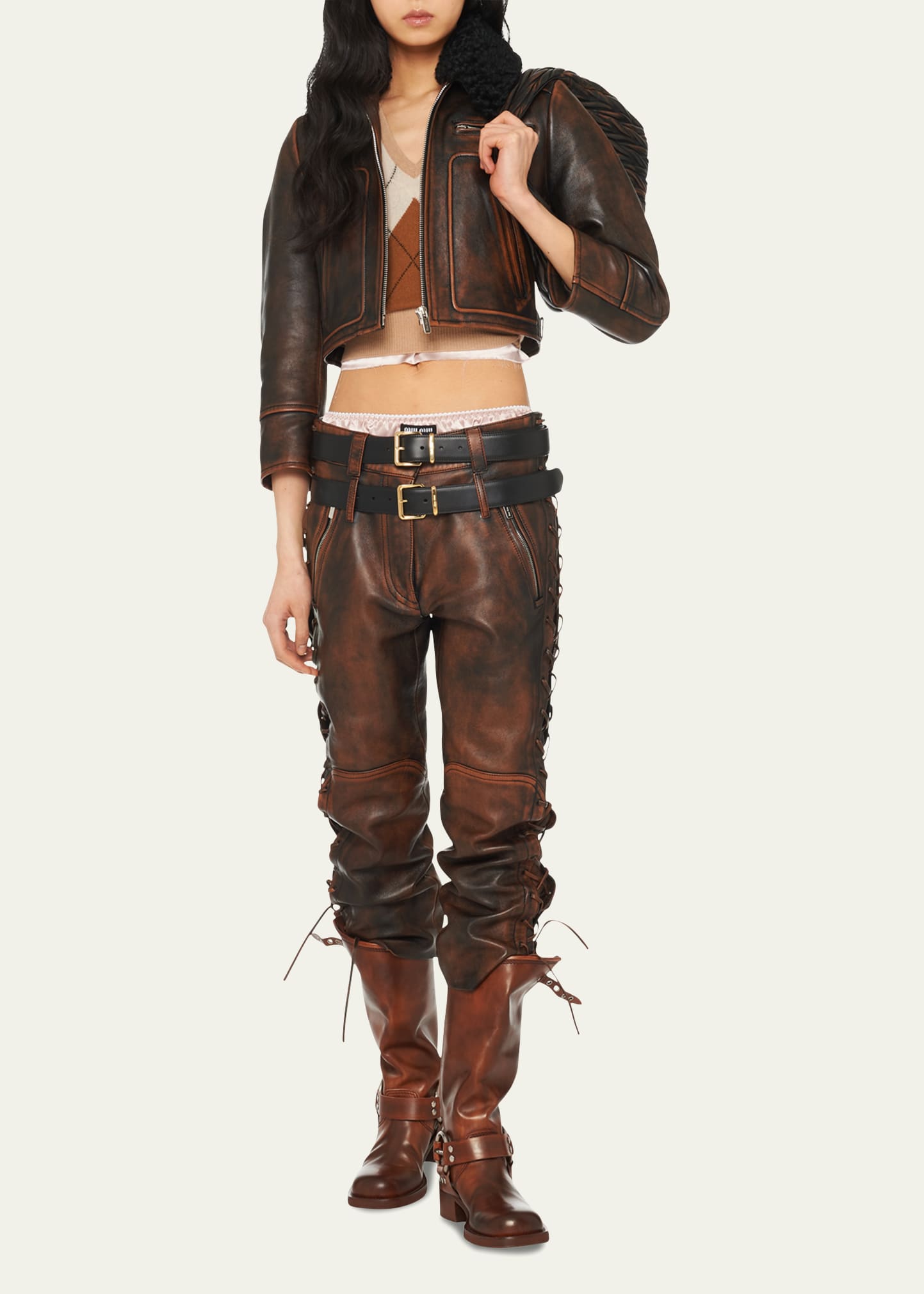 Miu Miu Leather Pants - Bergdorf Goodman