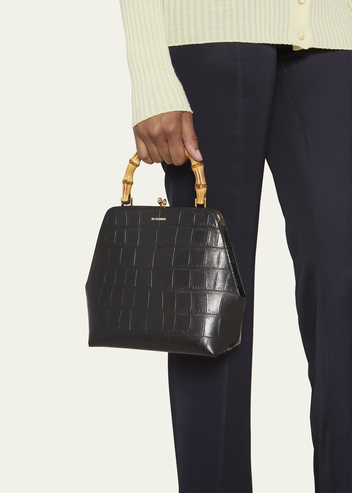 Jil Sander Goji Small Croc-Embossed Top-Handle Bag - Bergdorf Goodman
