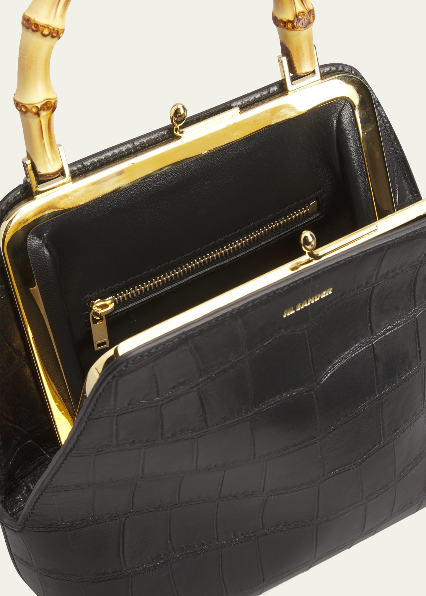 Jil Sander Goji Small Croc-Embossed Top-Handle Bag - Bergdorf Goodman