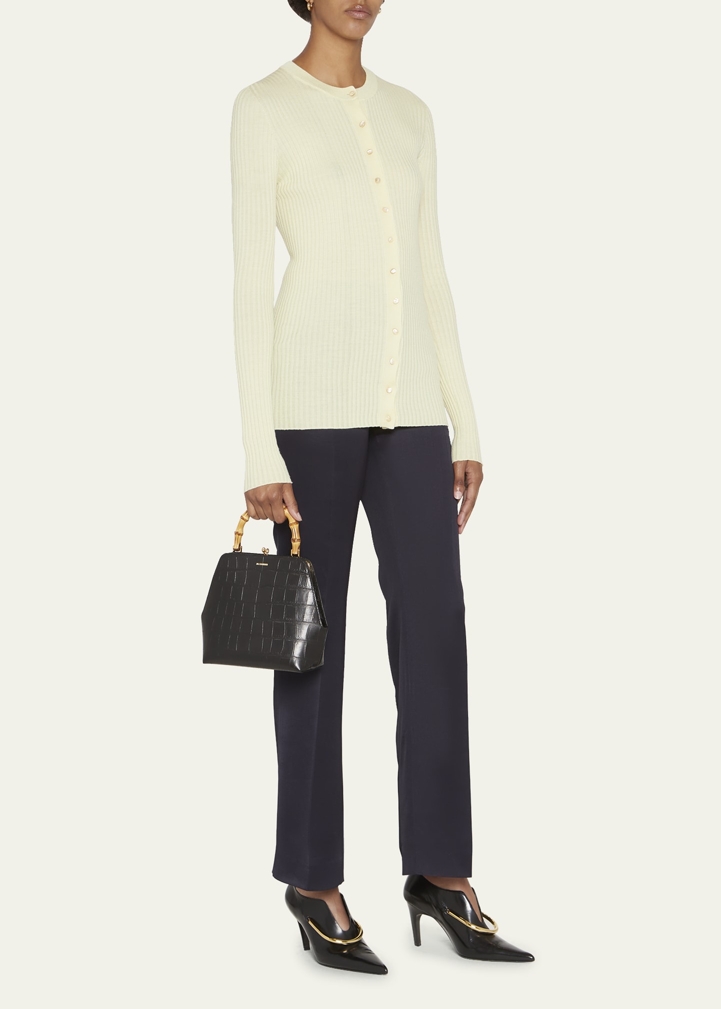 Jil Sander Goji Small Croc-Embossed Top-Handle Bag - Bergdorf Goodman