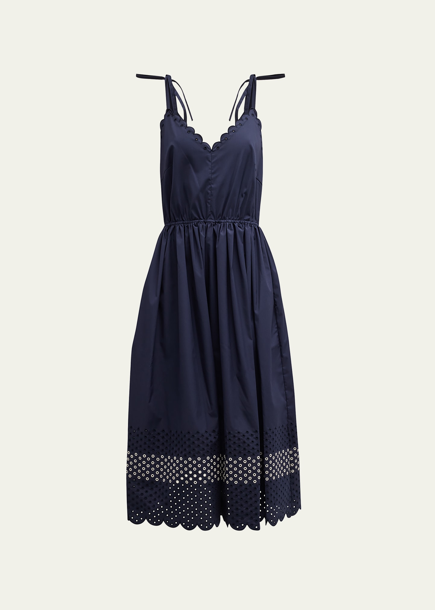 Scalloped eyelet clearance midi dress