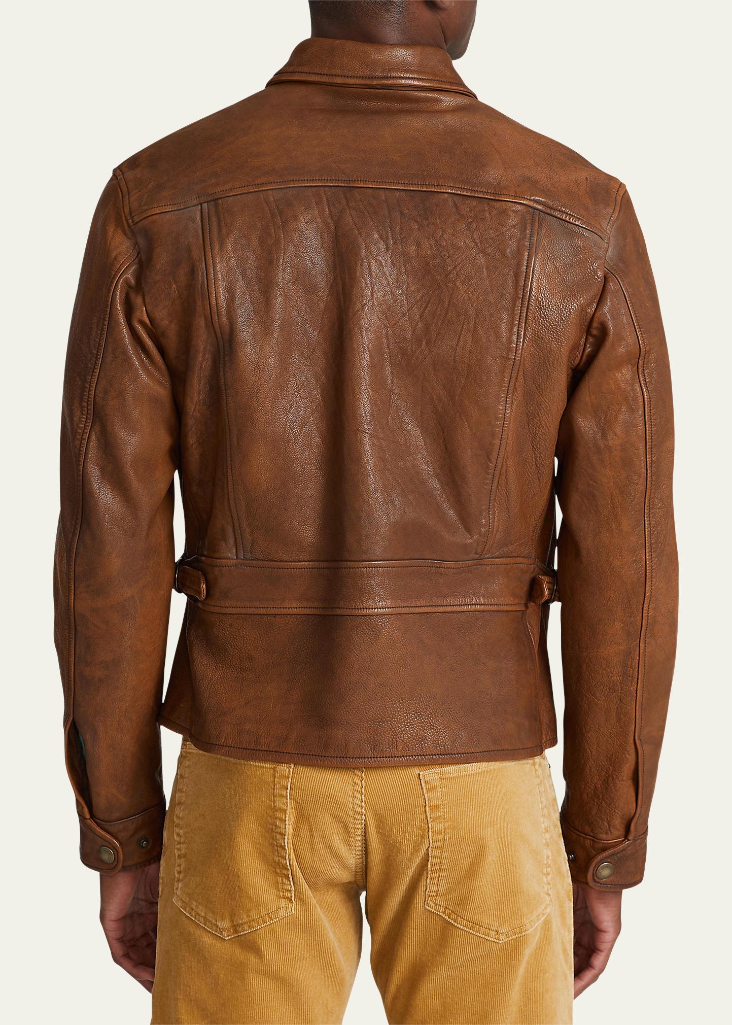 Ralph Lauren Purple Label Men's Hugh Leather Newsboy Jacket