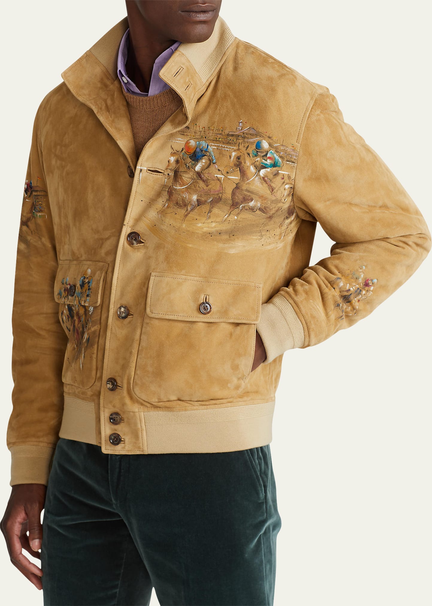 Ralph Lauren Purple Label Men's Hayworth Horse Racing Suede Jacket