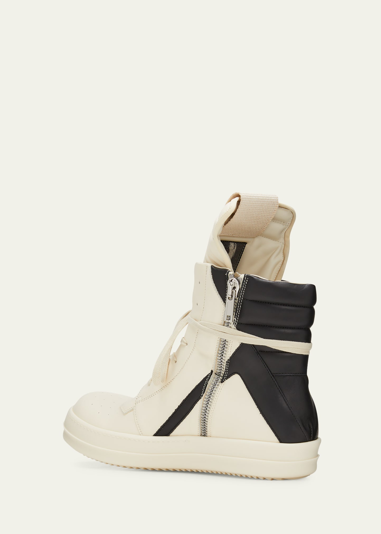 Rick Owens Men's Geobasket Leather Zip High-Top Sneakers