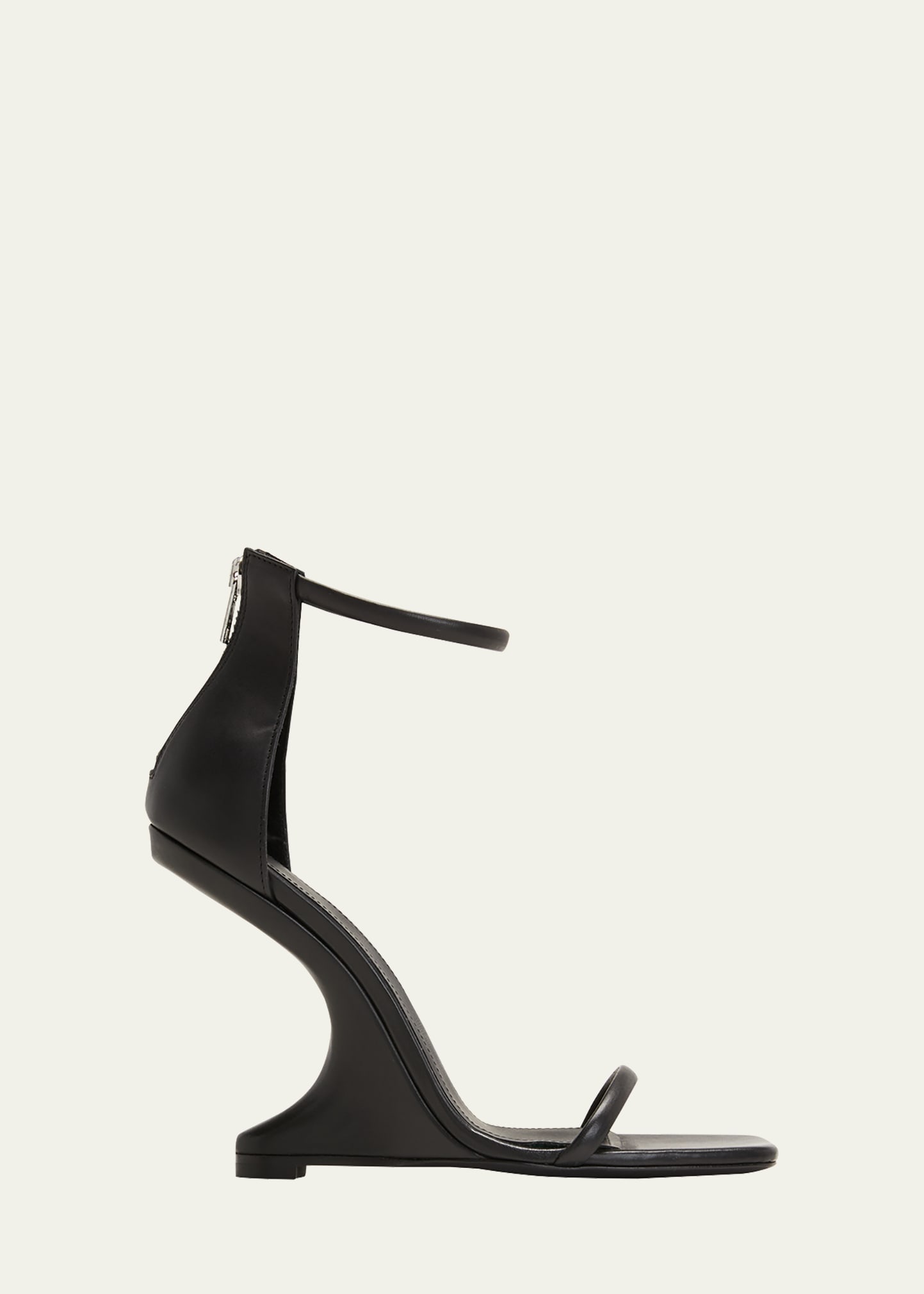 Rick Owens Architectural-Heel Zip Leather Sandals - Bergdorf Goodman
