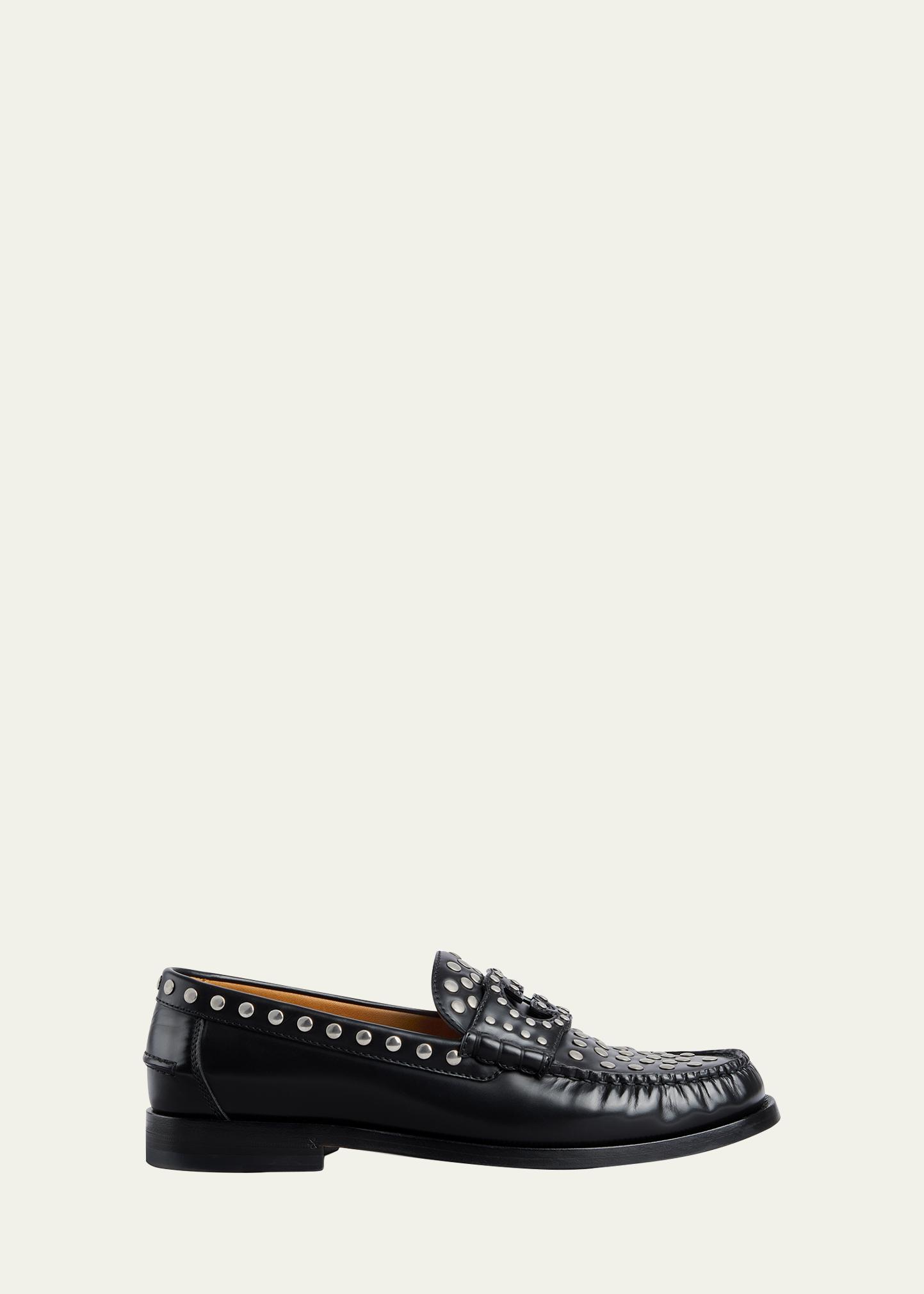 Gucci Men's Kaveh GG Cutout Studded Penny Loafers - Bergdorf Goodman