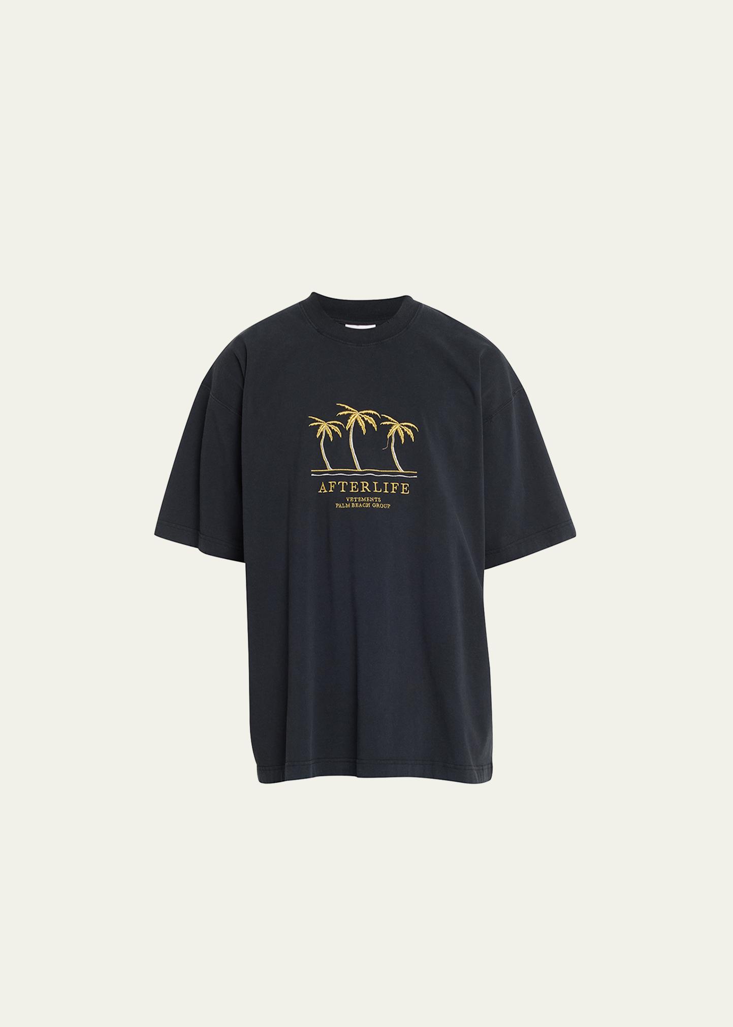 Vetements Men's Afterlife Embroidered Faded Jersey T-Shirt