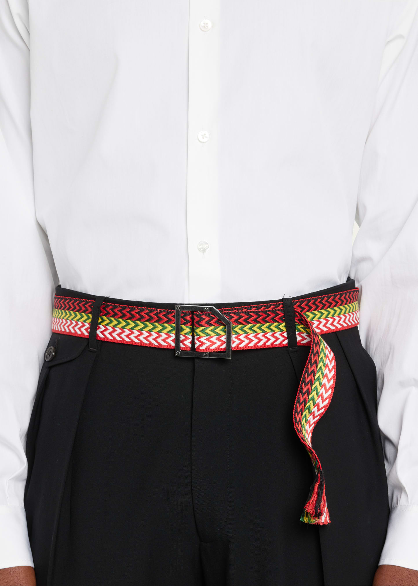 Lanvin Men's Woven D-Ring Curb Belt Bergdorf Goodman