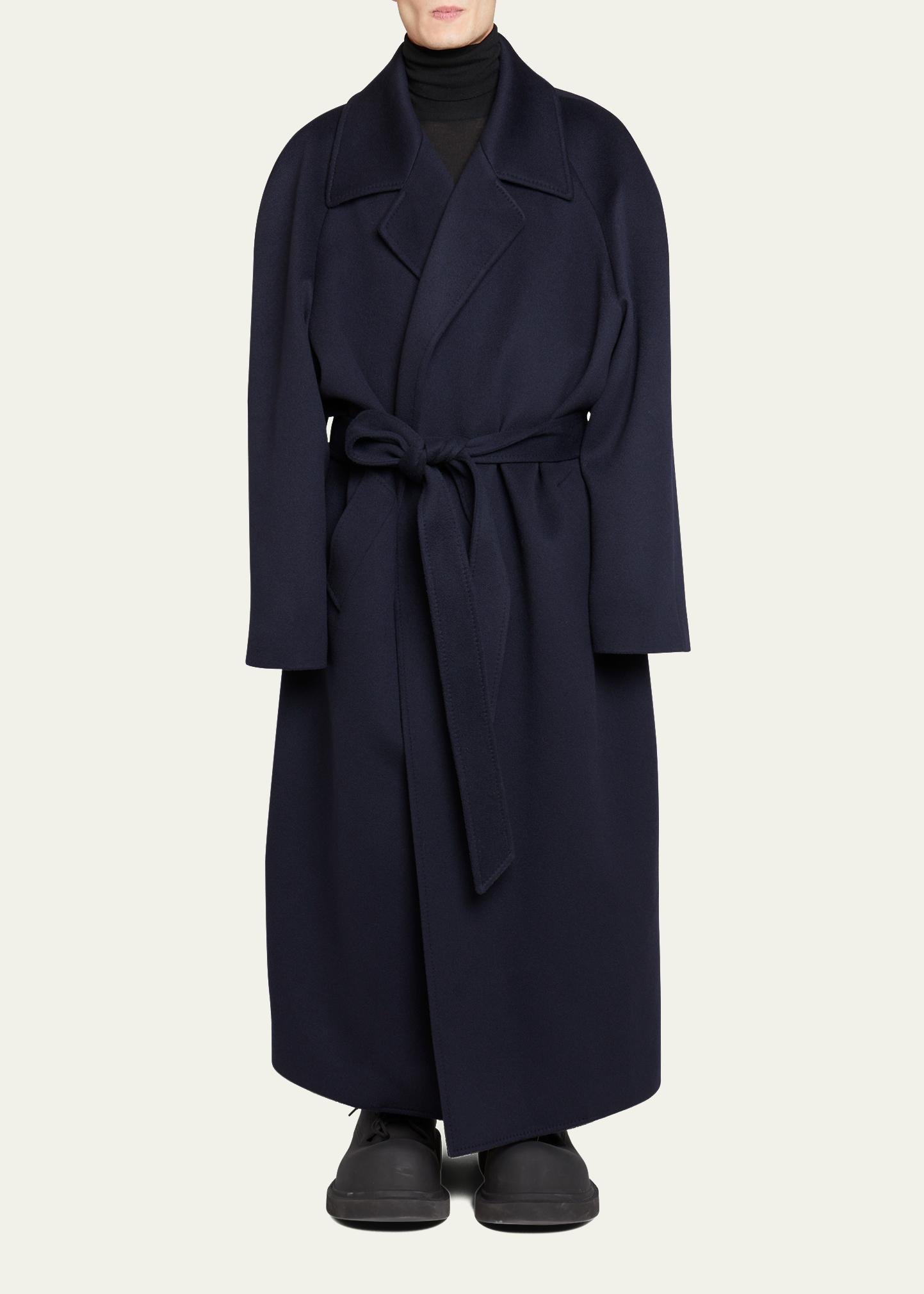 Balenciaga Men's Melton Cashmere Oversize Belted Coat - Bergdorf