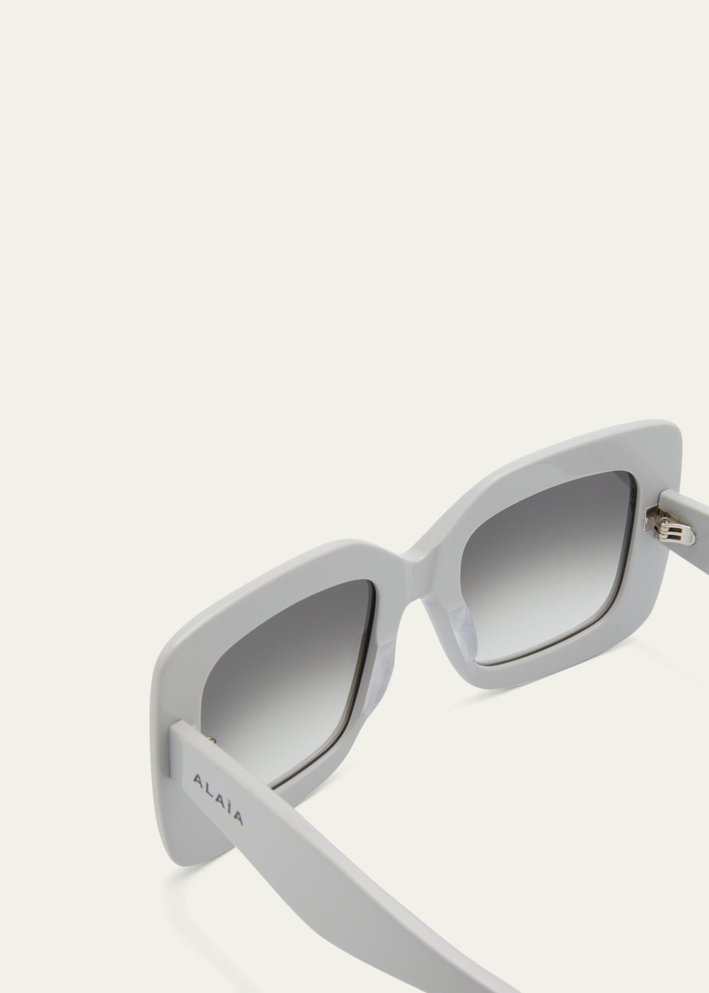 Alaïa 56mm Square Sunglasses white grey ALAÏA: Grey Round Wraparound Sunglasses | SSENSE main image 3