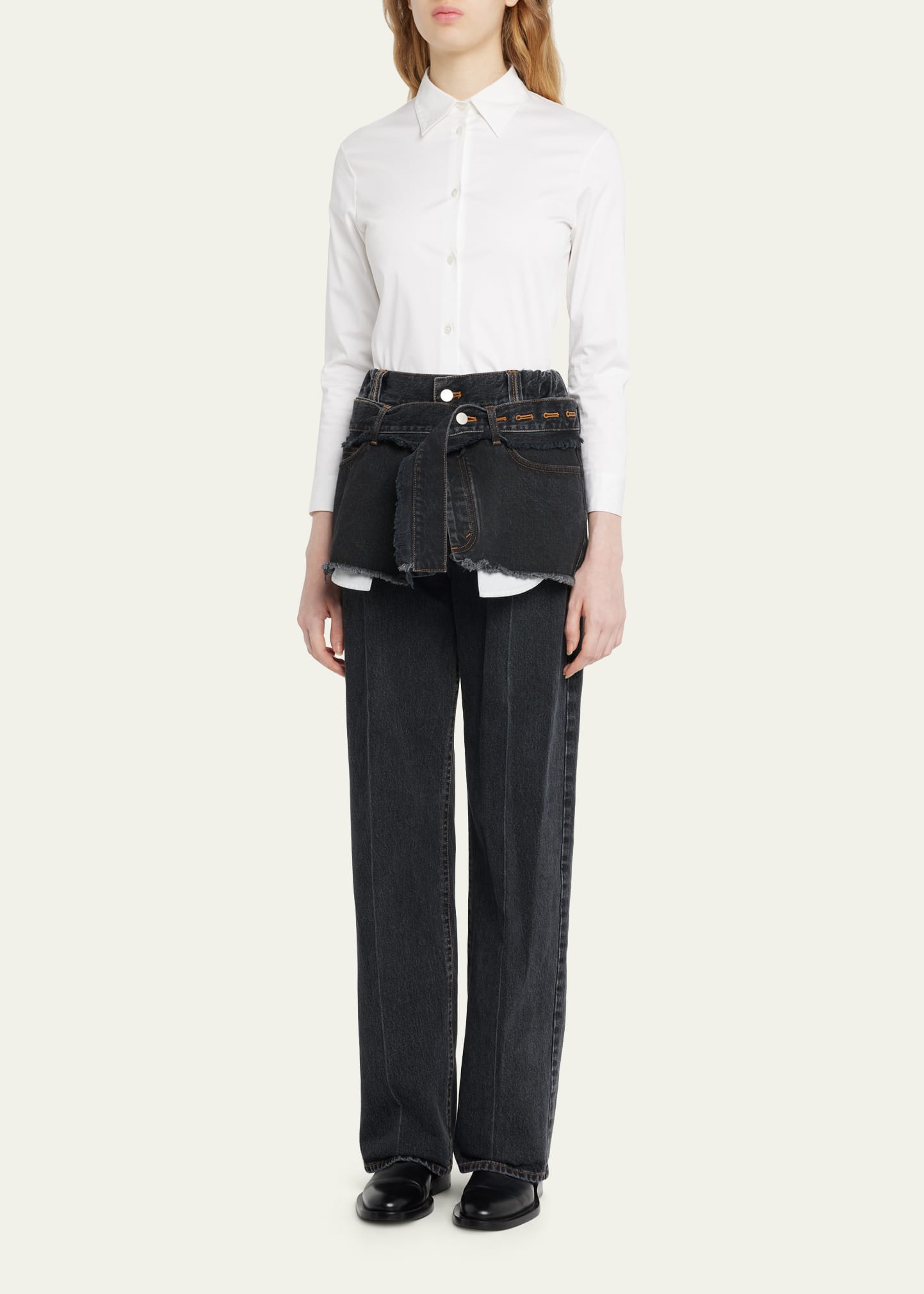 MERYLL ROGGE Straight-Leg Denim Pants with Waistpiece