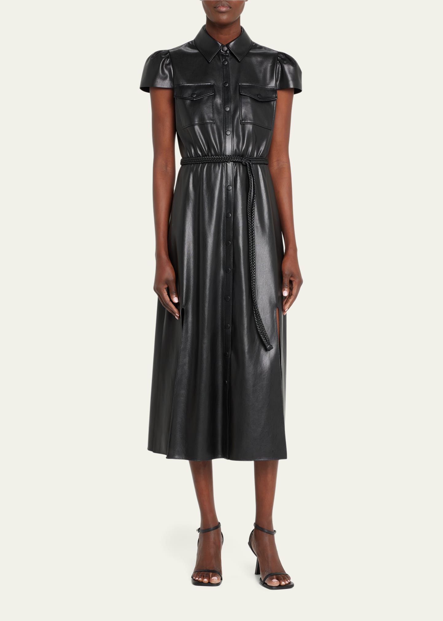 ALICE + OLIVIA Miranda Short-Sleeve Vegan Leather Midi Dress - Bergdorf  Goodman