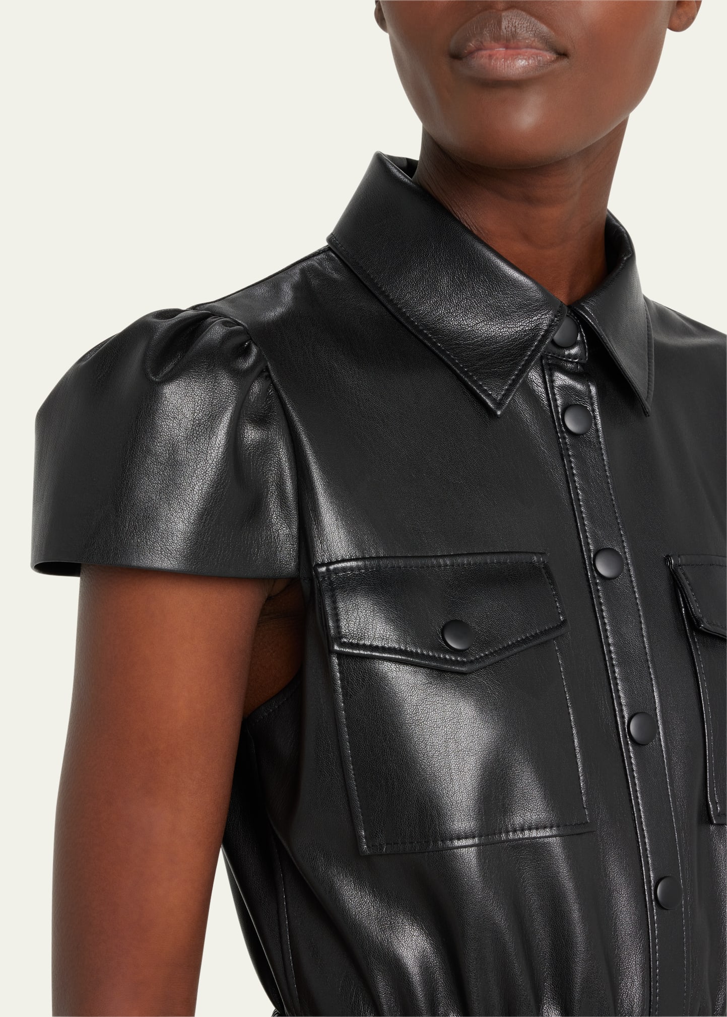 ALICE + OLIVIA Miranda Short-Sleeve Vegan Leather Midi Dress - Bergdorf  Goodman