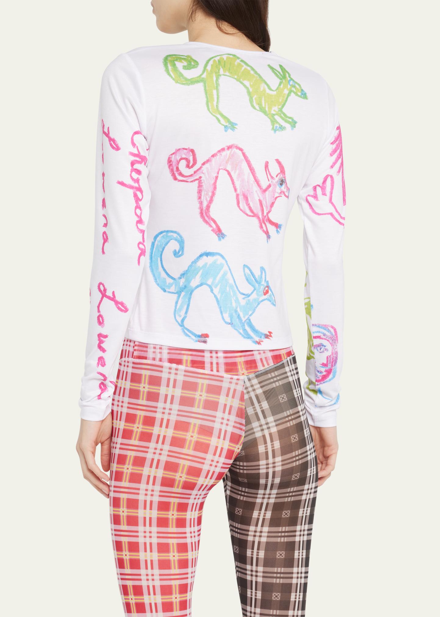 Chopova Lowena I Love You Scribble-Print Fitted Top - Bergdorf Goodman