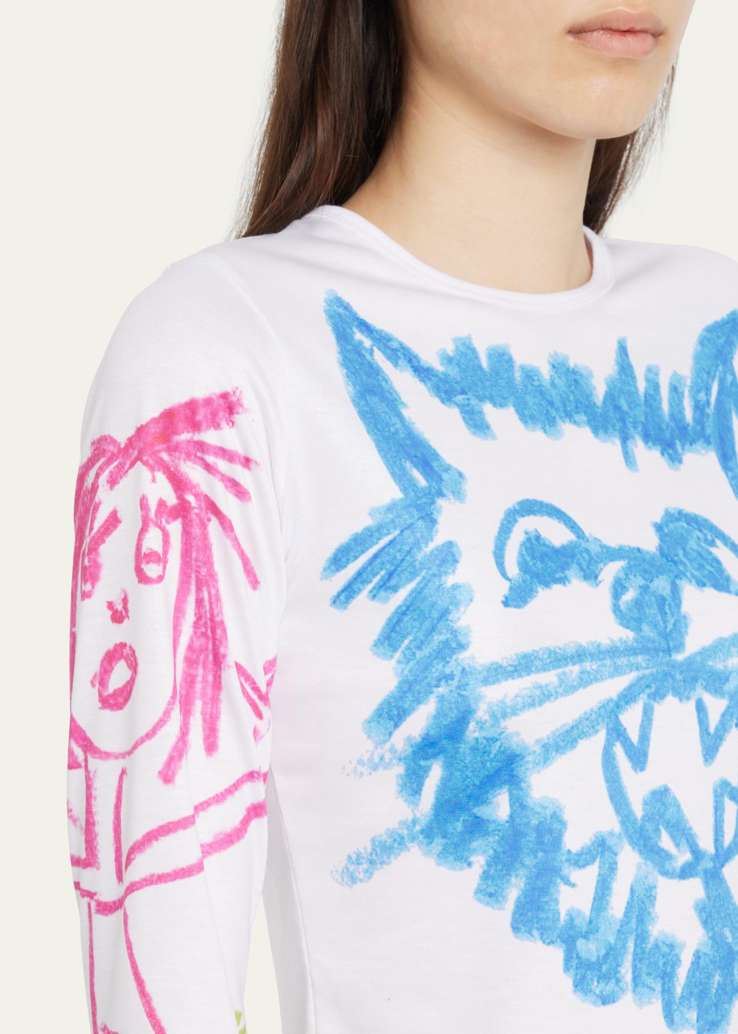 Chopova Lowena I Love You Scribble-Print Fitted Top - Bergdorf Goodman