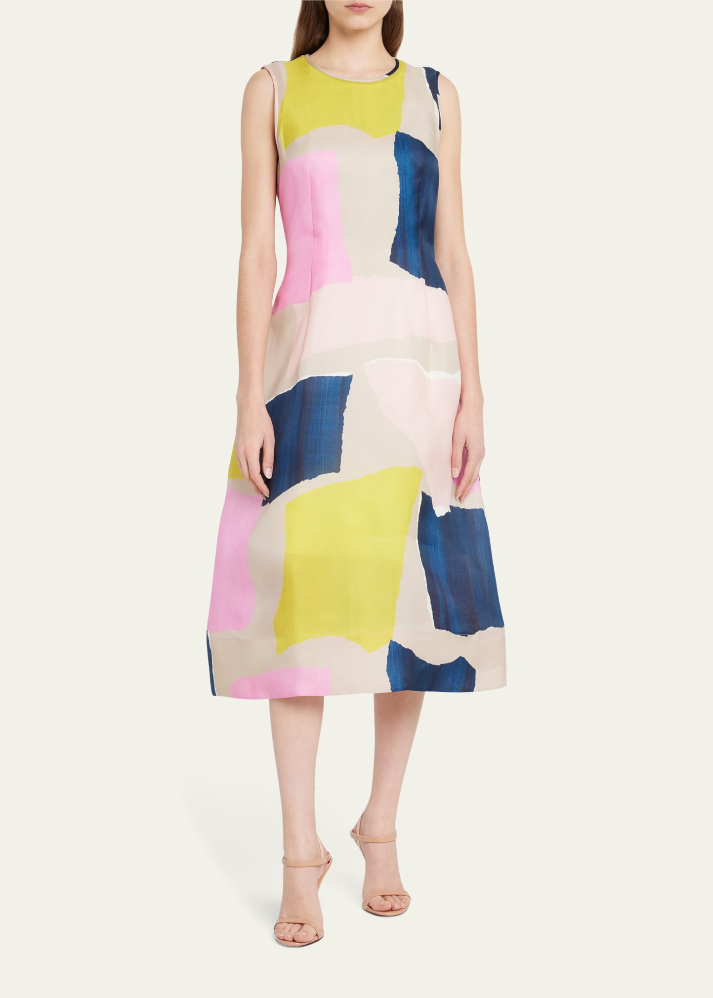 Seaspray Floral And Mesh Stripe Dress, Calvin Klein