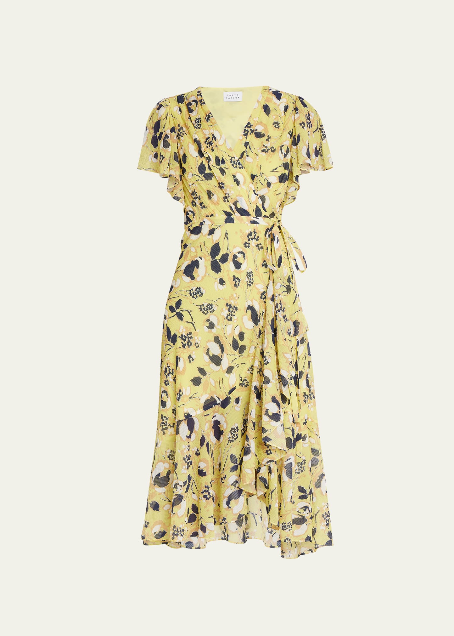 ann taylor meadow floral pleated wrap dress Ann Taylor Floral Midi Wrap Dress in Linen Blend Size 10 Rhododendron Women's