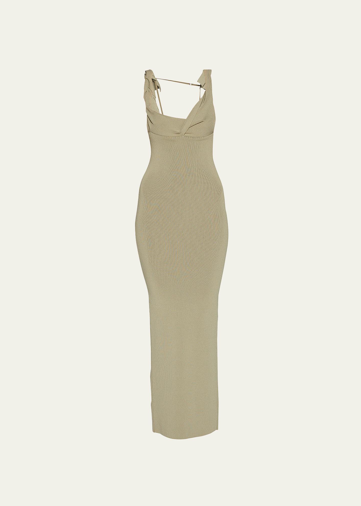 Jacquemus La Robe Malle Alca Ribbed Maxi Dress