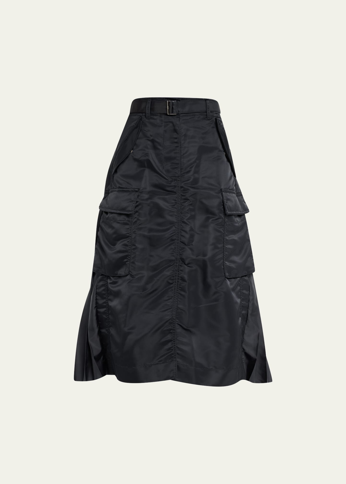 SACAI Nylon Pleated-Back Midi Skirt - Bergdorf Goodman