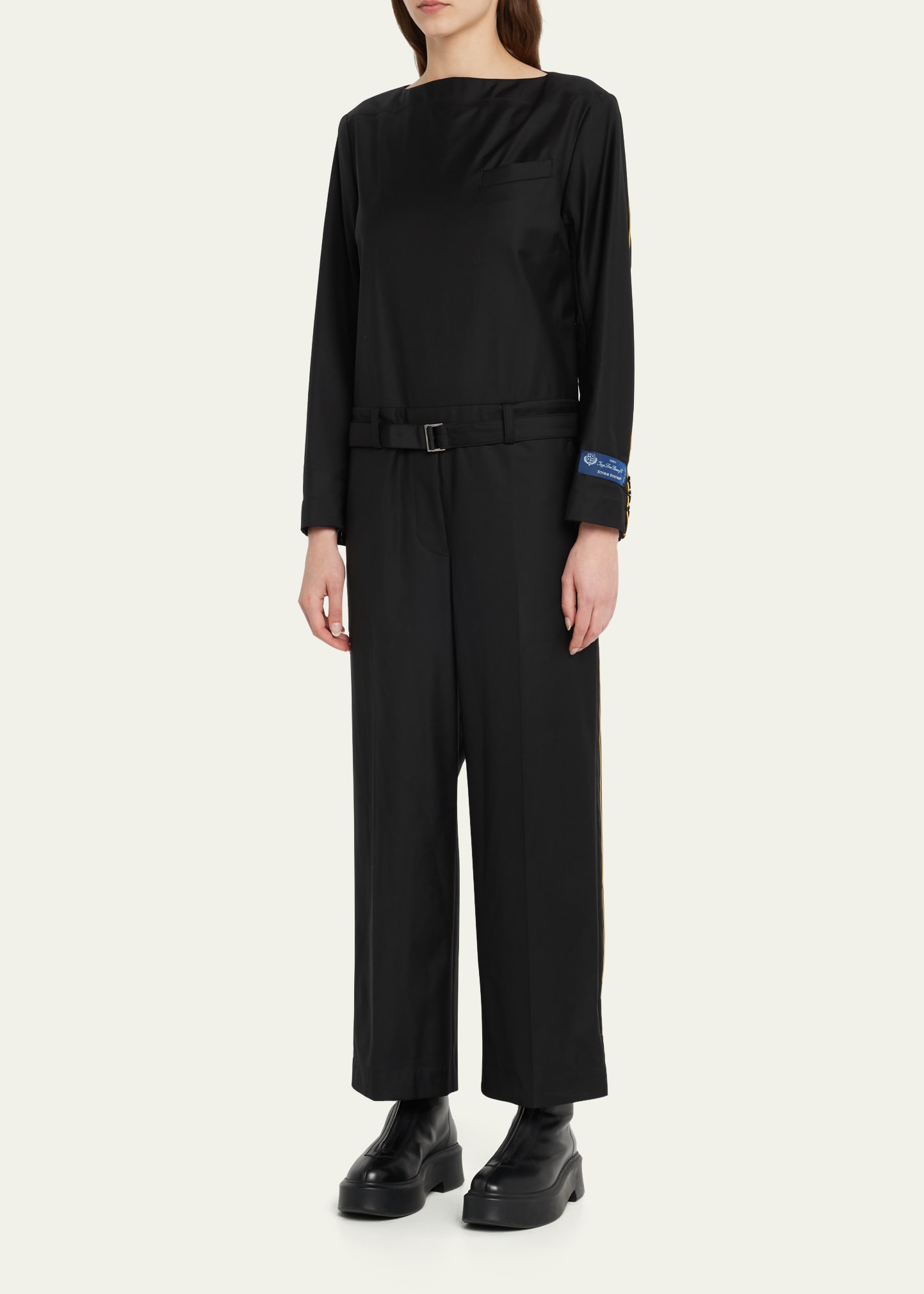 SACAI Wool Suiting Jumpsuit with Belted Waist - Bergdorf Goodman