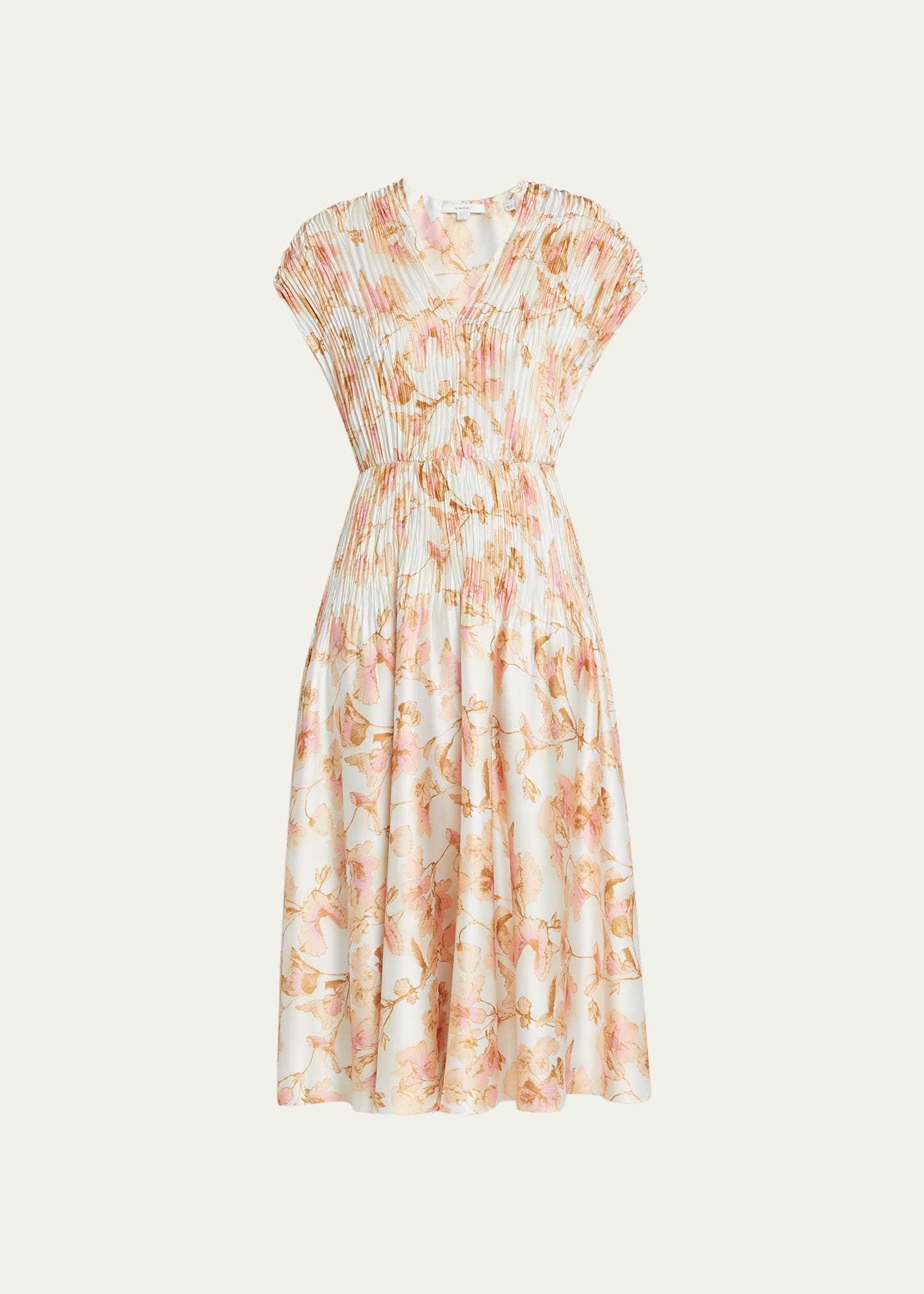 Vince Floral Crushed Cap-Sleeve Midi Dress - Big Apple Buddy