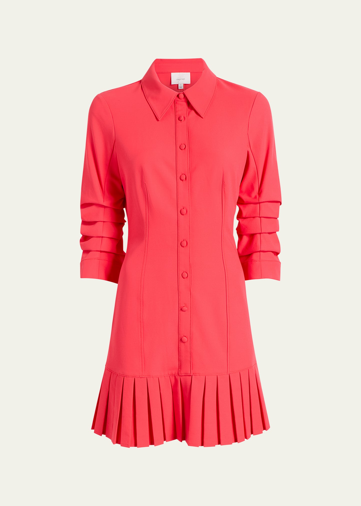 Cinq a Sept Lucilla Topstitched Pleated-Hem Mini Shirtdress