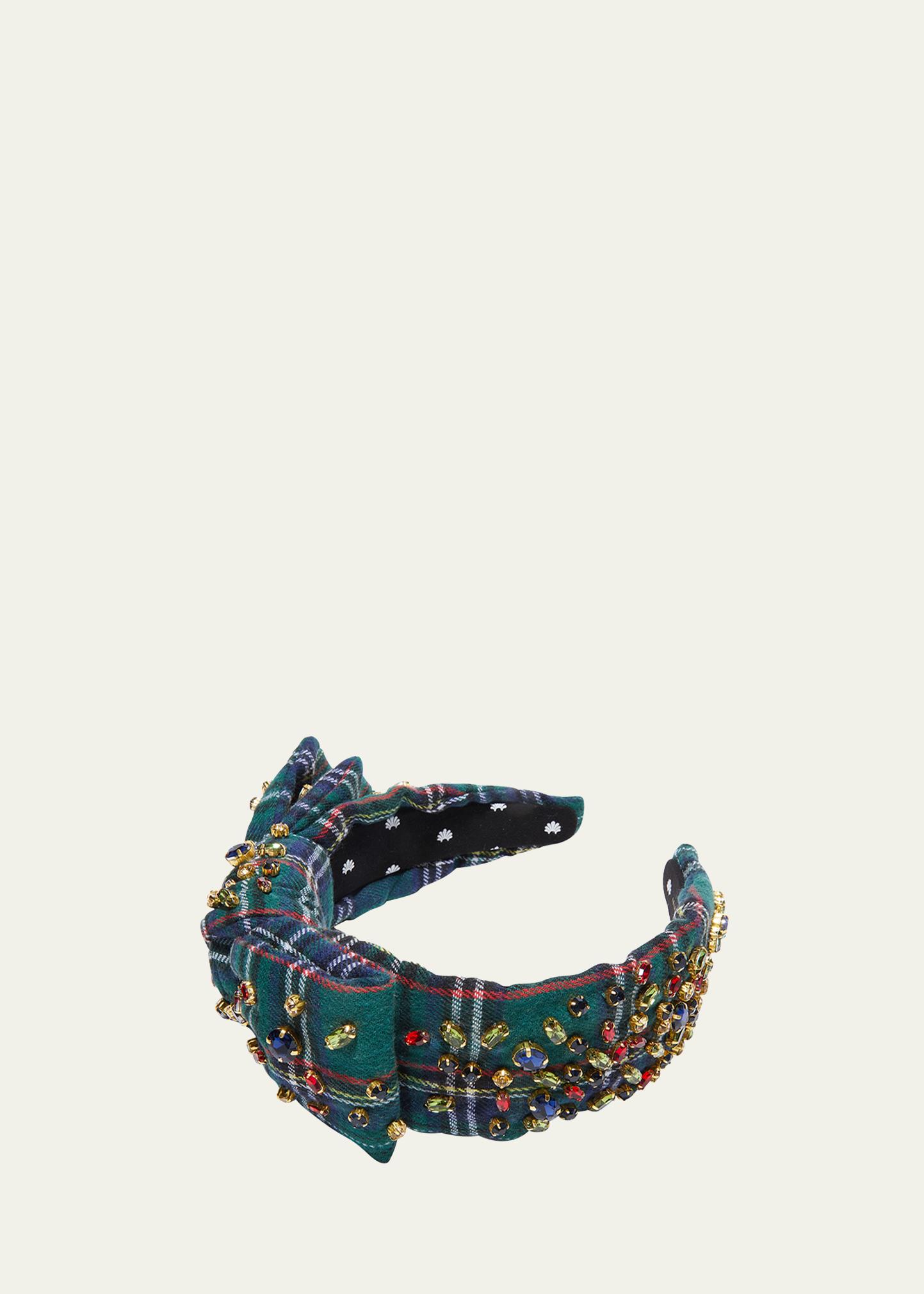 Lele Sadoughi Tartan Pearl-Embellished Headband Lele Sadoughi Brigitte Crystal-Embellished Corduroy Plaid  main image 4