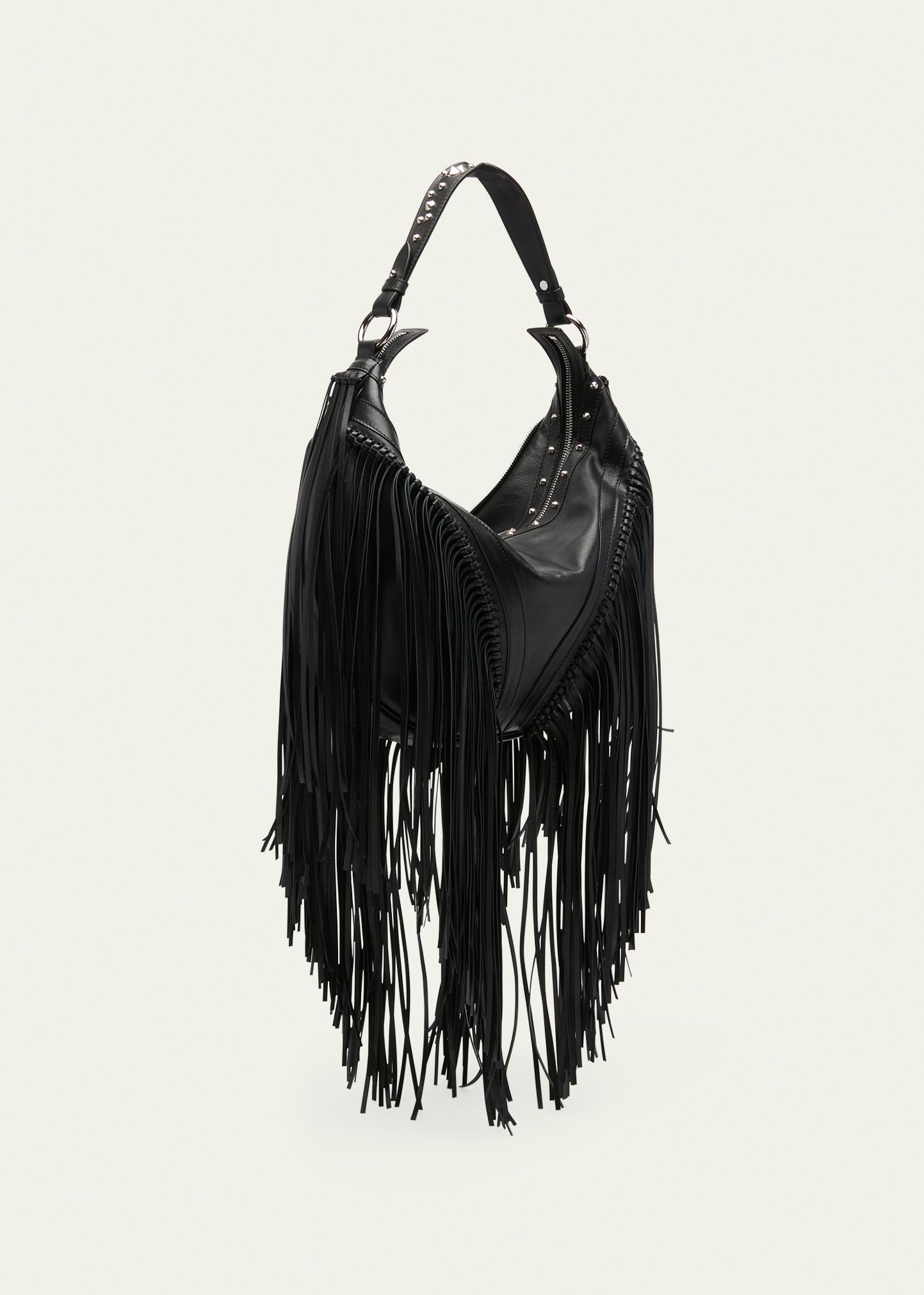 Versace Repeat Medusa Fringe Studded Hobo Bag - Bergdorf Goodman