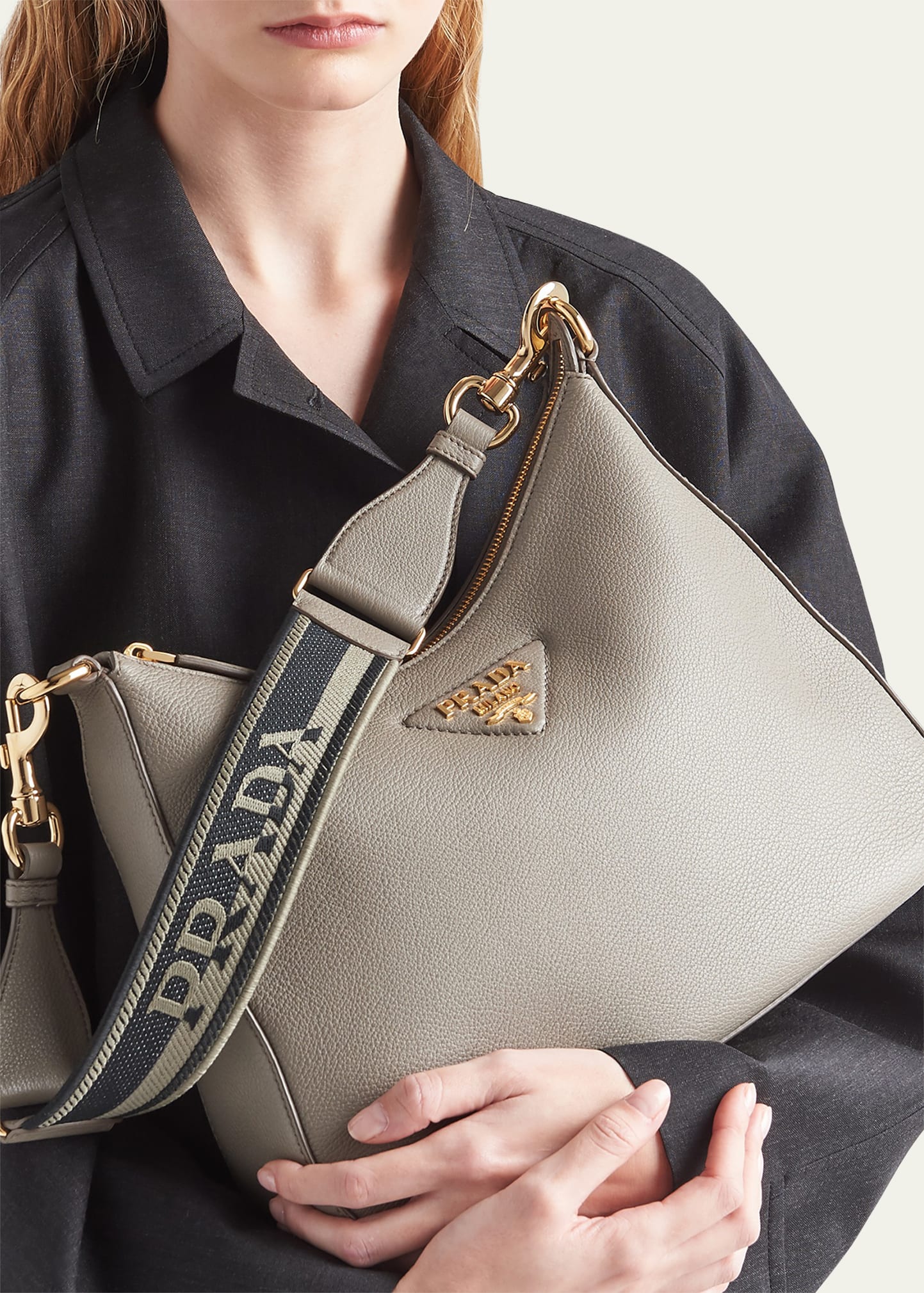 Prada Zip Leather Hobo Bag - Bergdorf Goodman