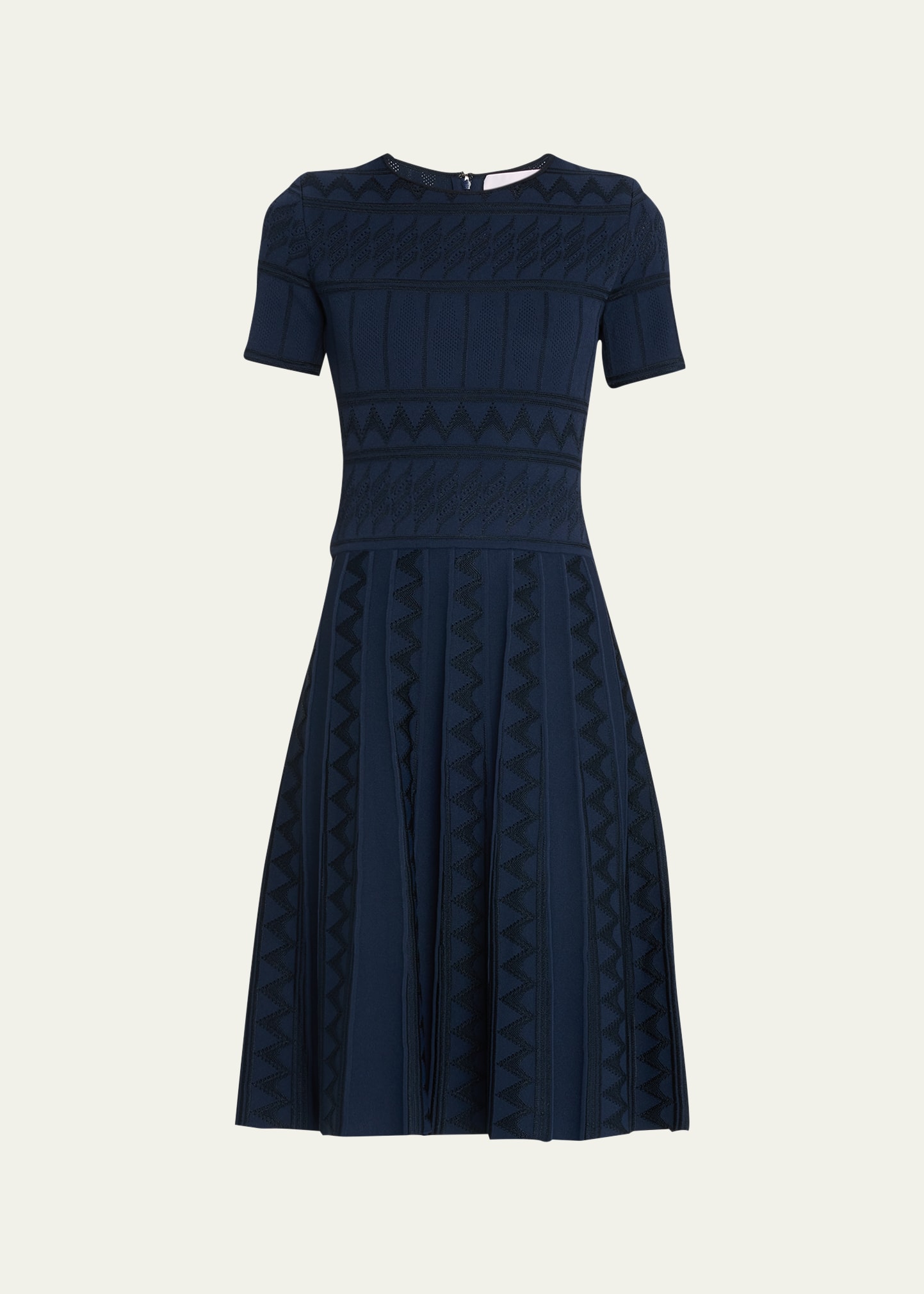 Carolina Herrera Textured Knit Flare Midi Dress - Bergdorf Goodman