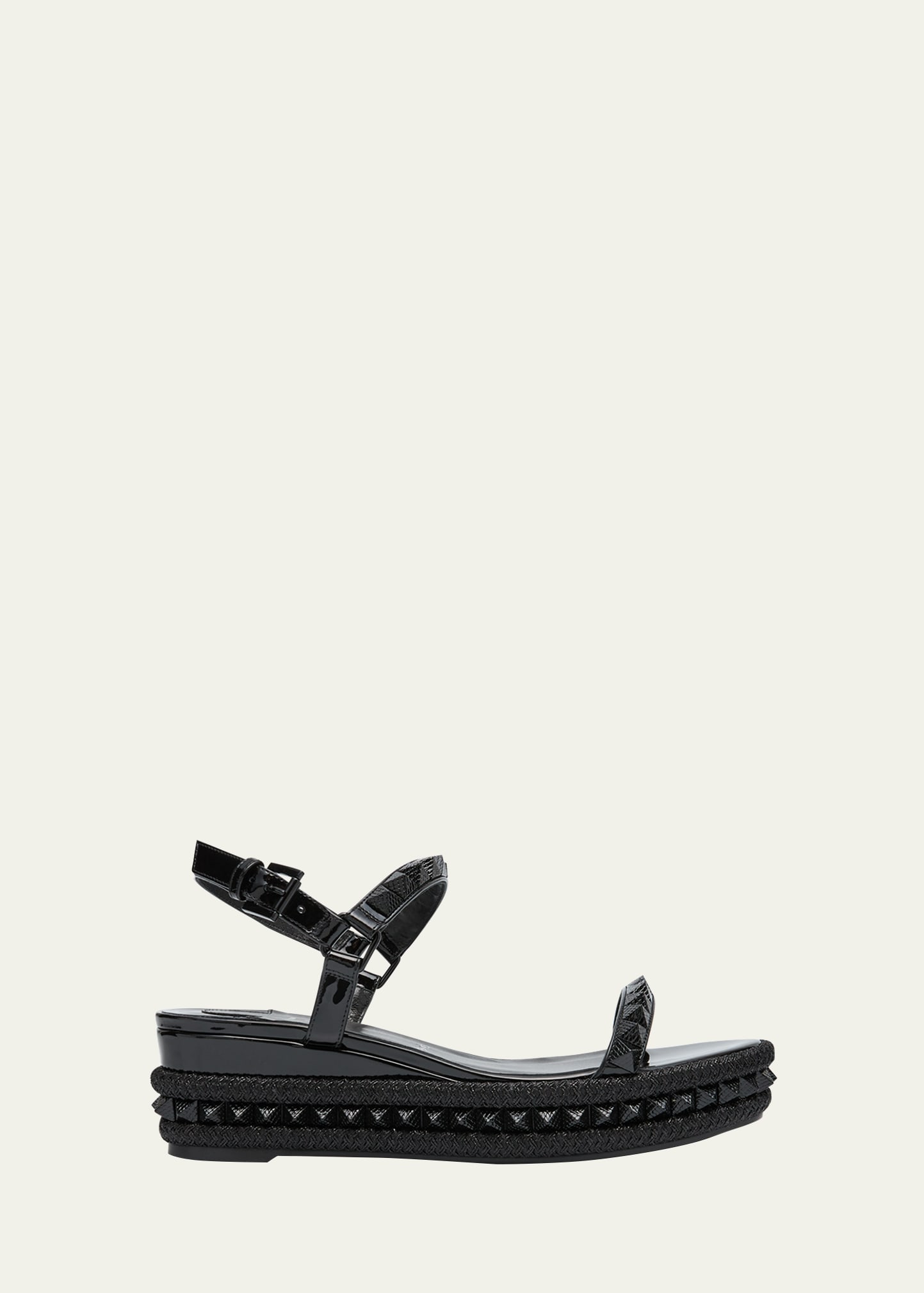 Christian Louboutin 60mm Pyraclou Patent Spike Wedge Sandals