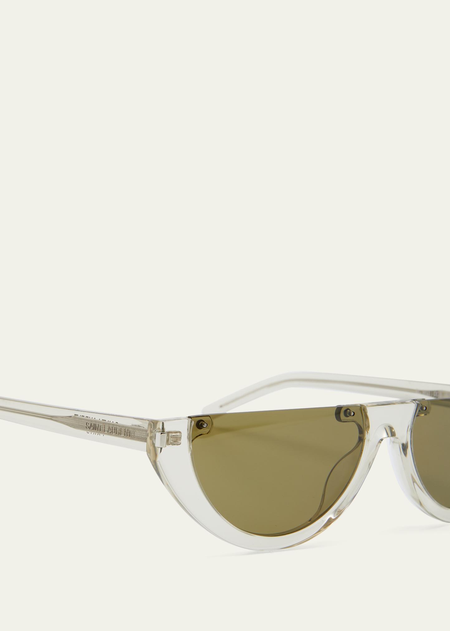 Saint Laurent Logo Round Half-Moon Acetate Sunglasses 
