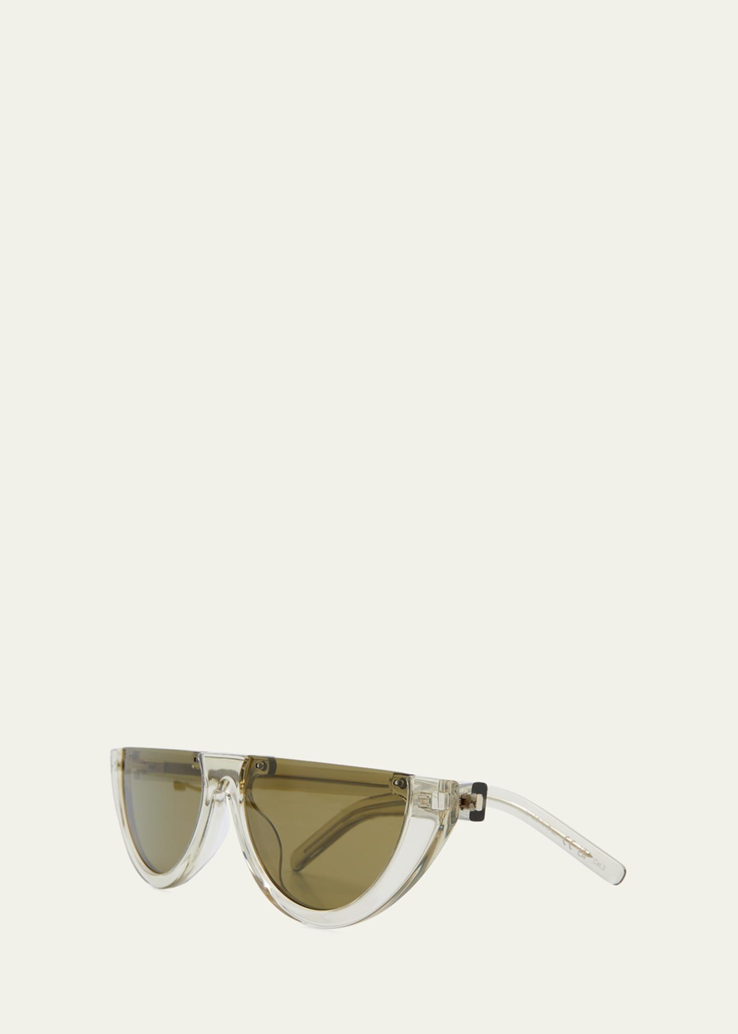 Saint Laurent Green and Clear Half Moon Sunglasses SAINT LAURENT SHADE SL 567 SL567 Crystal Gray Narrow Slim  main image 2