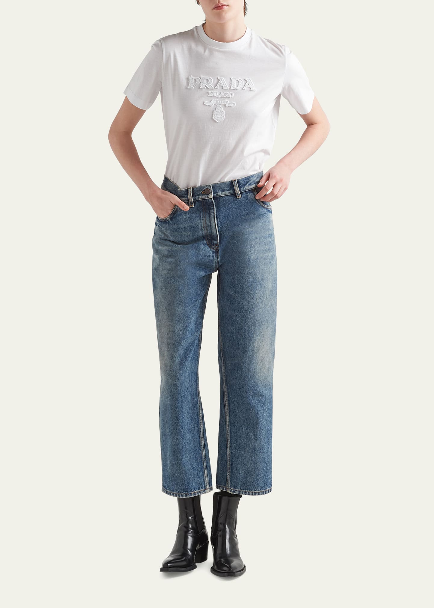 Prada Cropped Straight-Leg Denim Jeans - Bergdorf Goodman