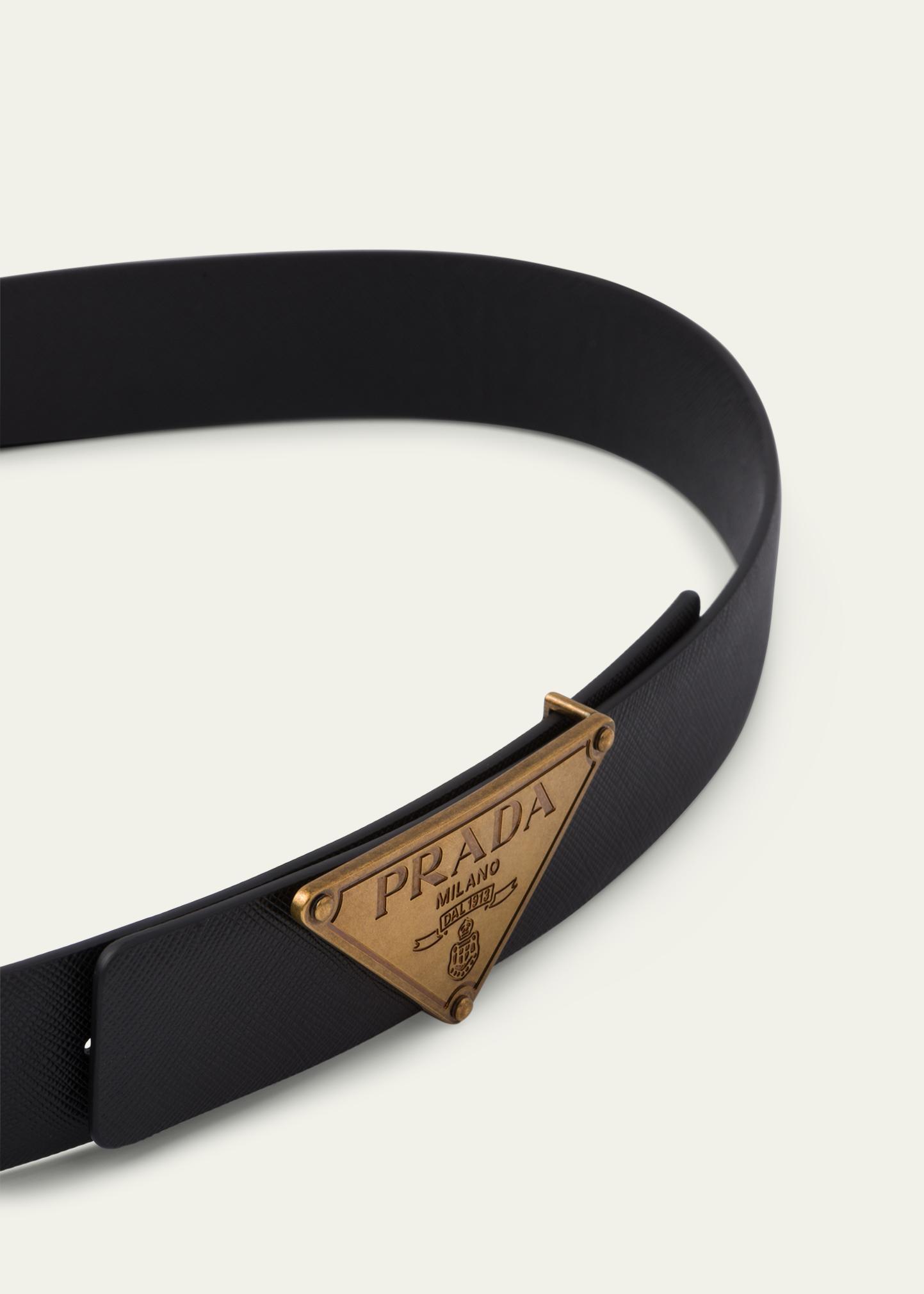 Prada Men's Triangle Logo Metal Belt Buckle - Bergdorf Goodman