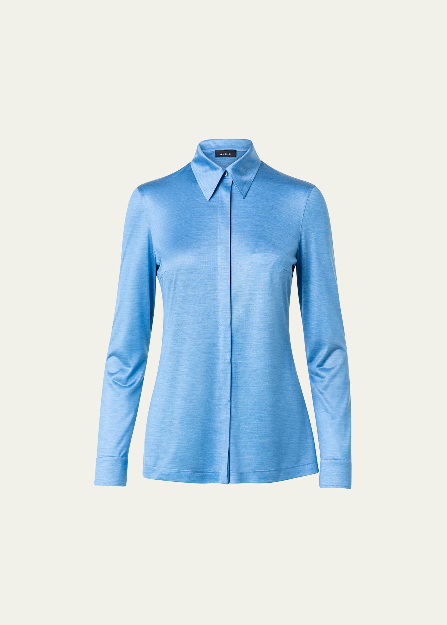 Akris Silk Jersey Collared Shirt - Bergdorf Goodman