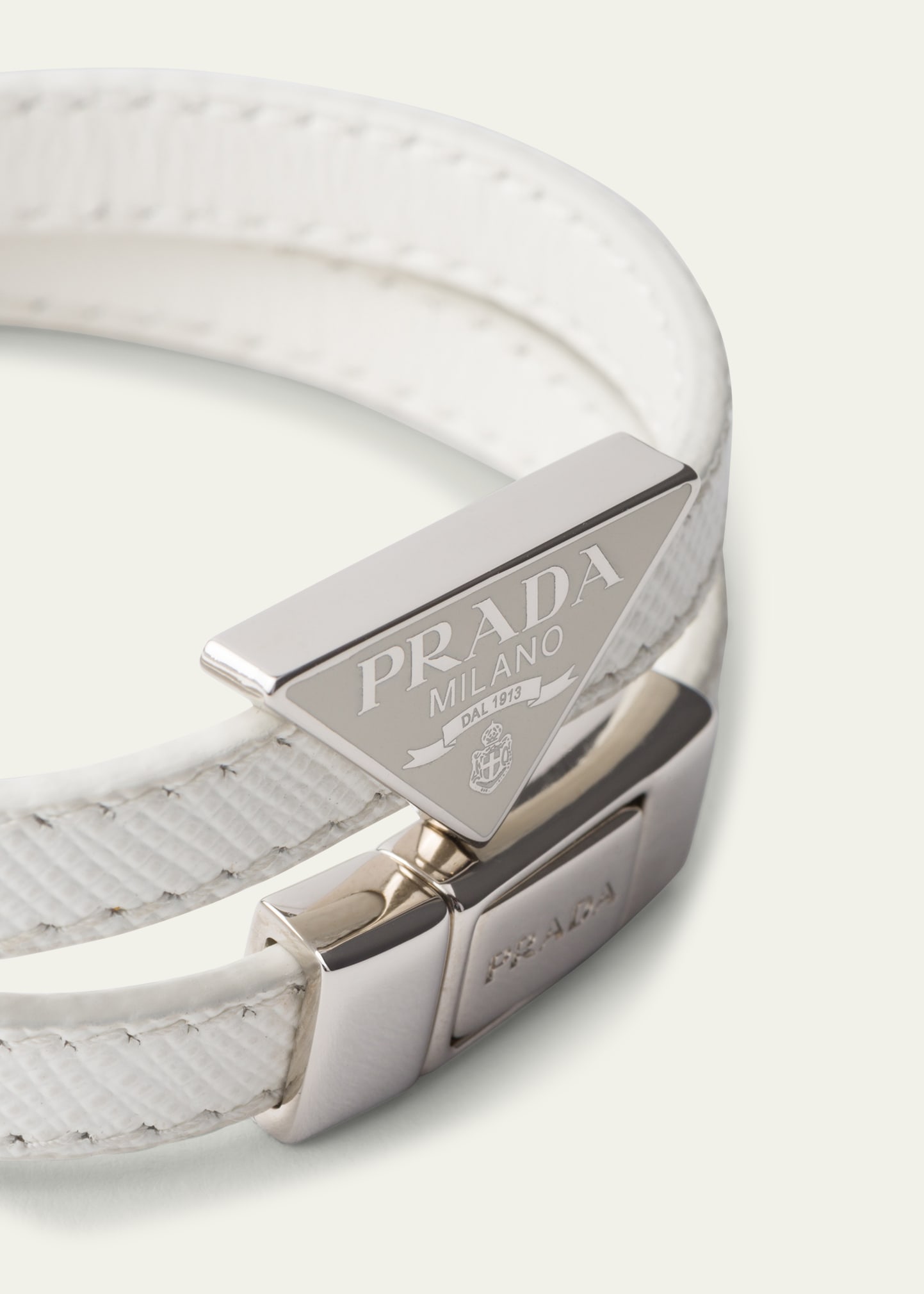 Prada Men's Saffiano Leather Logo Bracelet - Bergdorf Goodman