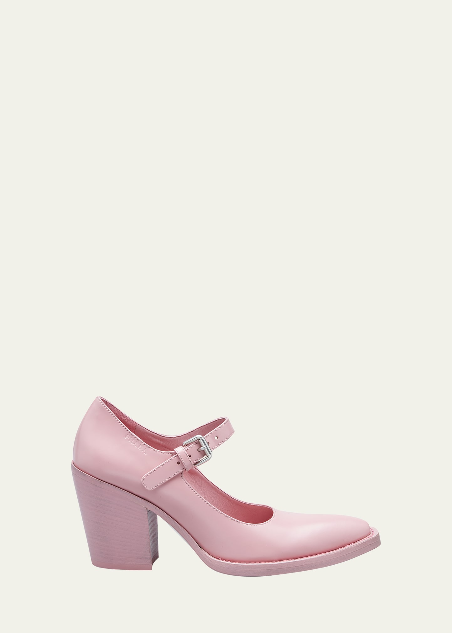 Prada Leather Mary Jane Block Heel Pumps - Bergdorf Goodman