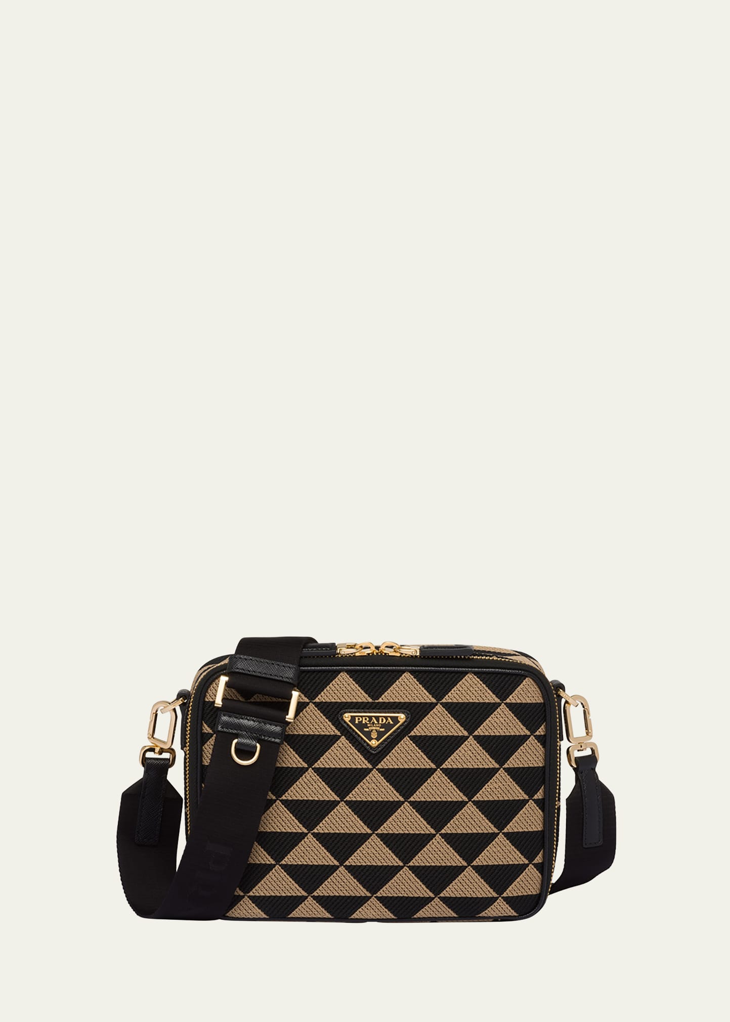 Black Triangle mini leather cross-body bag, Prada