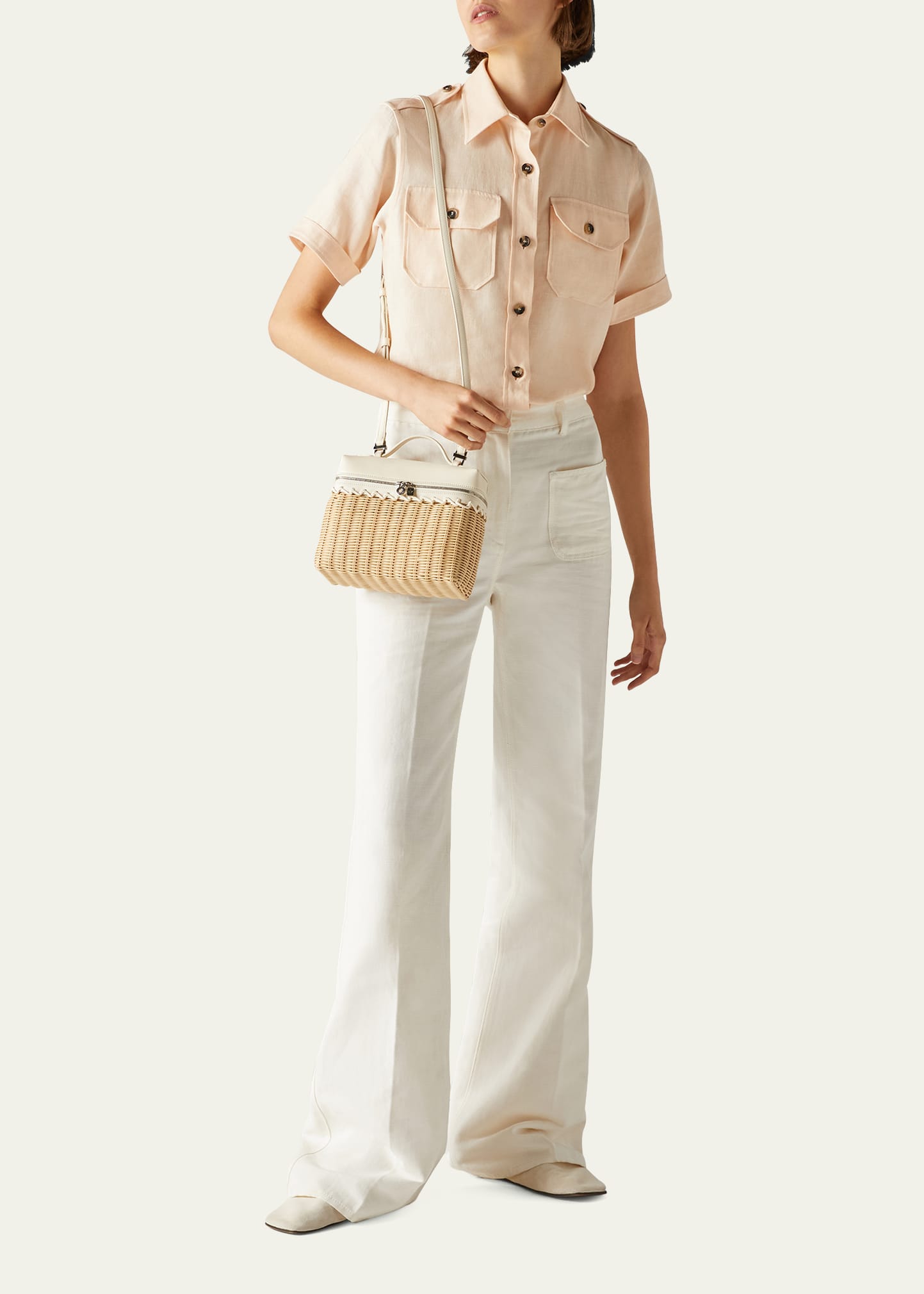 Loro Piana Extra Pocket L19 Wicker & Leather Pouch - Bergdorf Goodman