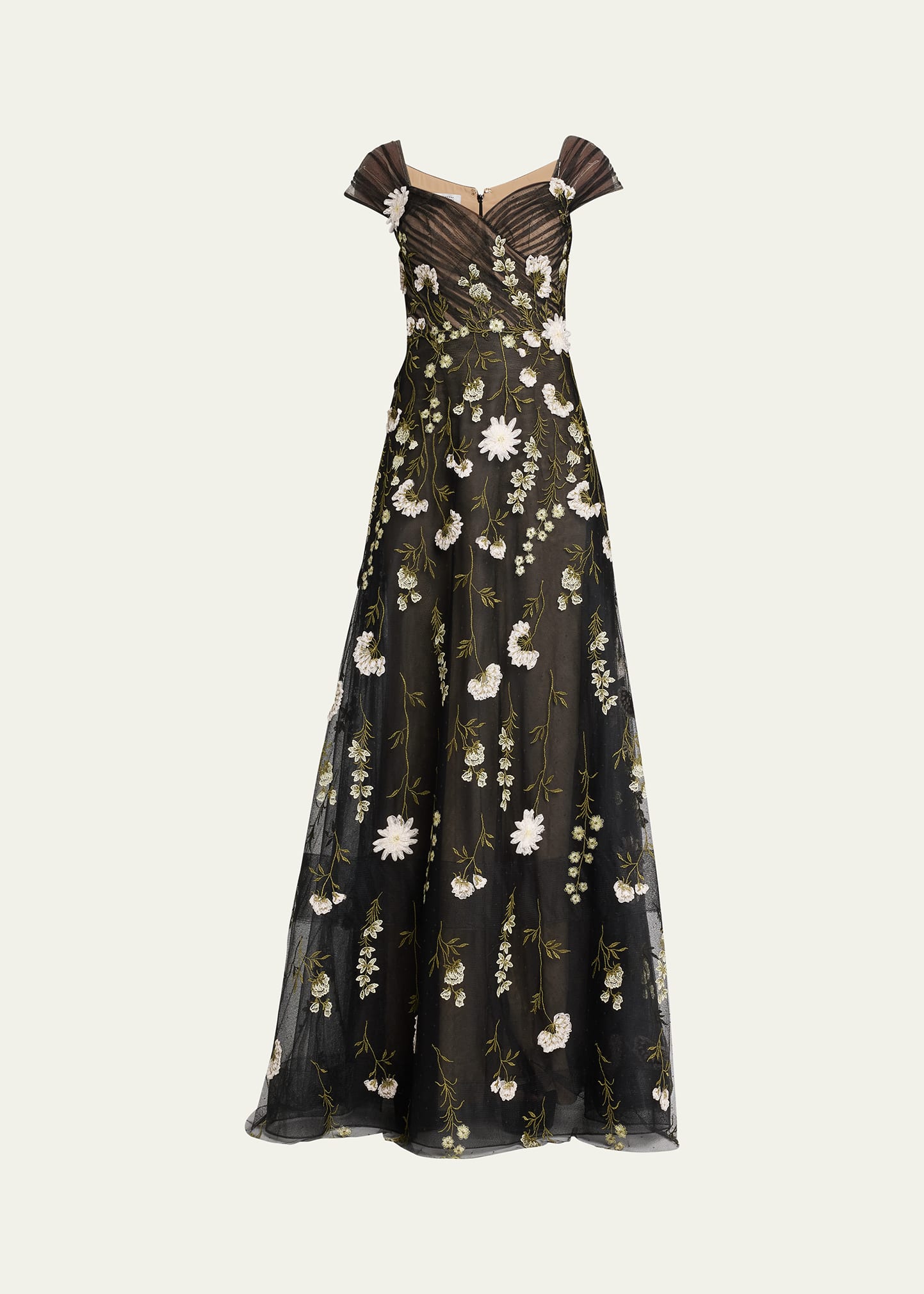 green emerald velvet dress Pebble Jacquard 3D Flower Off The Shoulder Gown – Terijon.com