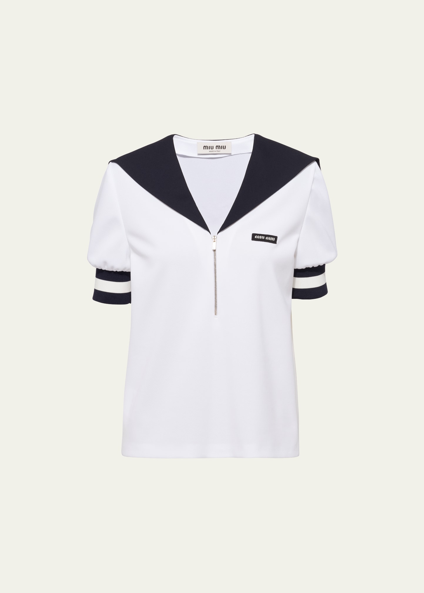【MIU MIU】Sailor Collar Cotton Short Sleeve T-shirt Sailor-collar T-shirt | Miu Miu | OTTODISANPIETRO