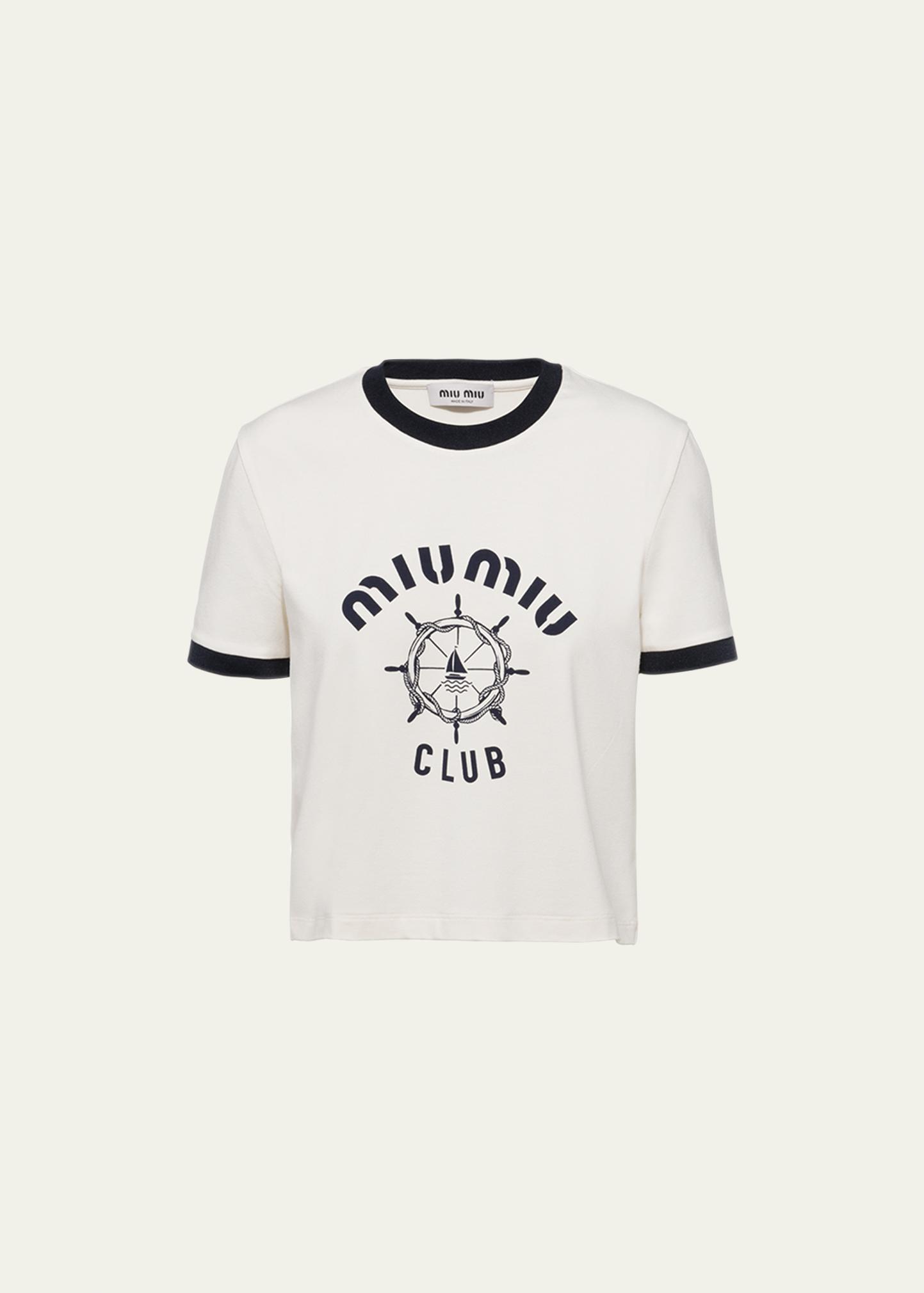 Miu Miu Logo-Print Jersey T-Shirt - Bergdorf Goodman