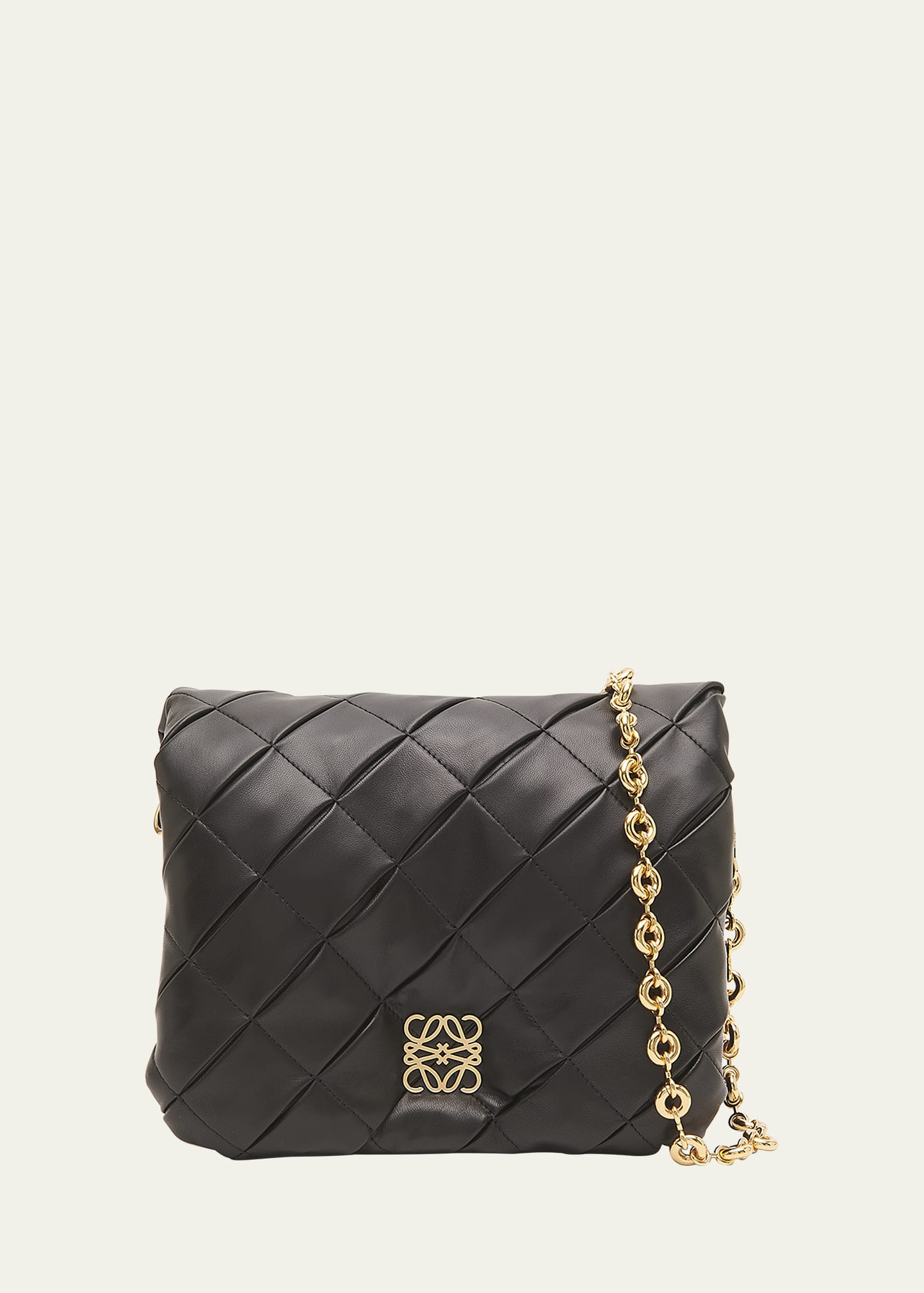 LOEWE セール★ GOYA PUFFER PLEATED BAG★BLUE Loewe Medium Goya Puffer Bag In Pleated Washed Denim in Blue