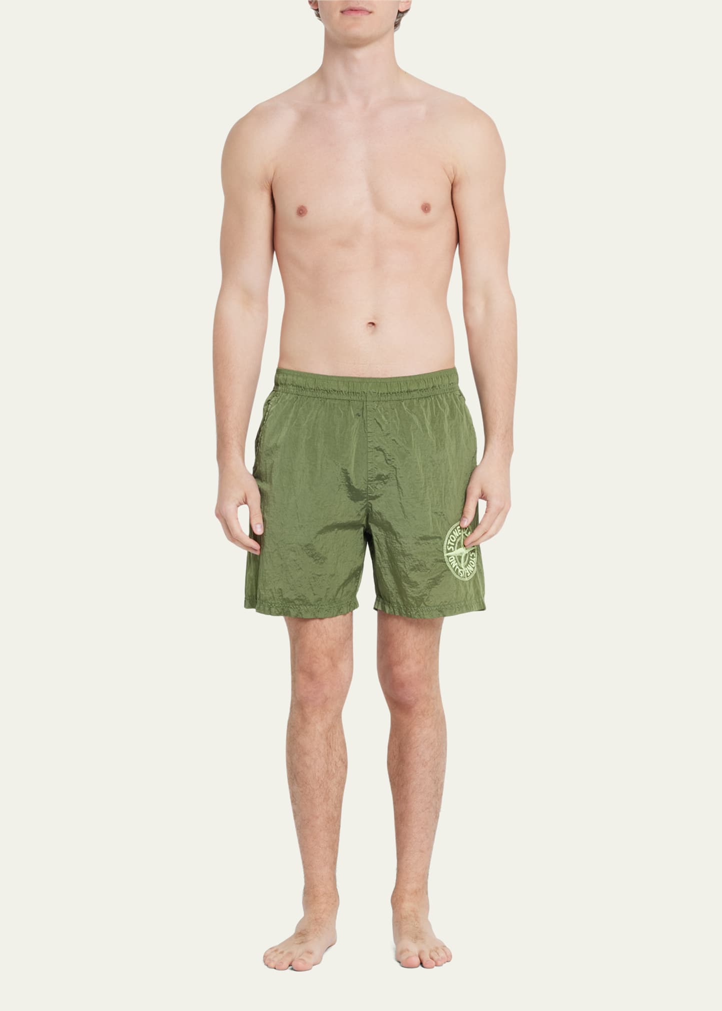 Stone Island Men's Embroidered Nylon Swim Shorts - Bergdorf Goodman
