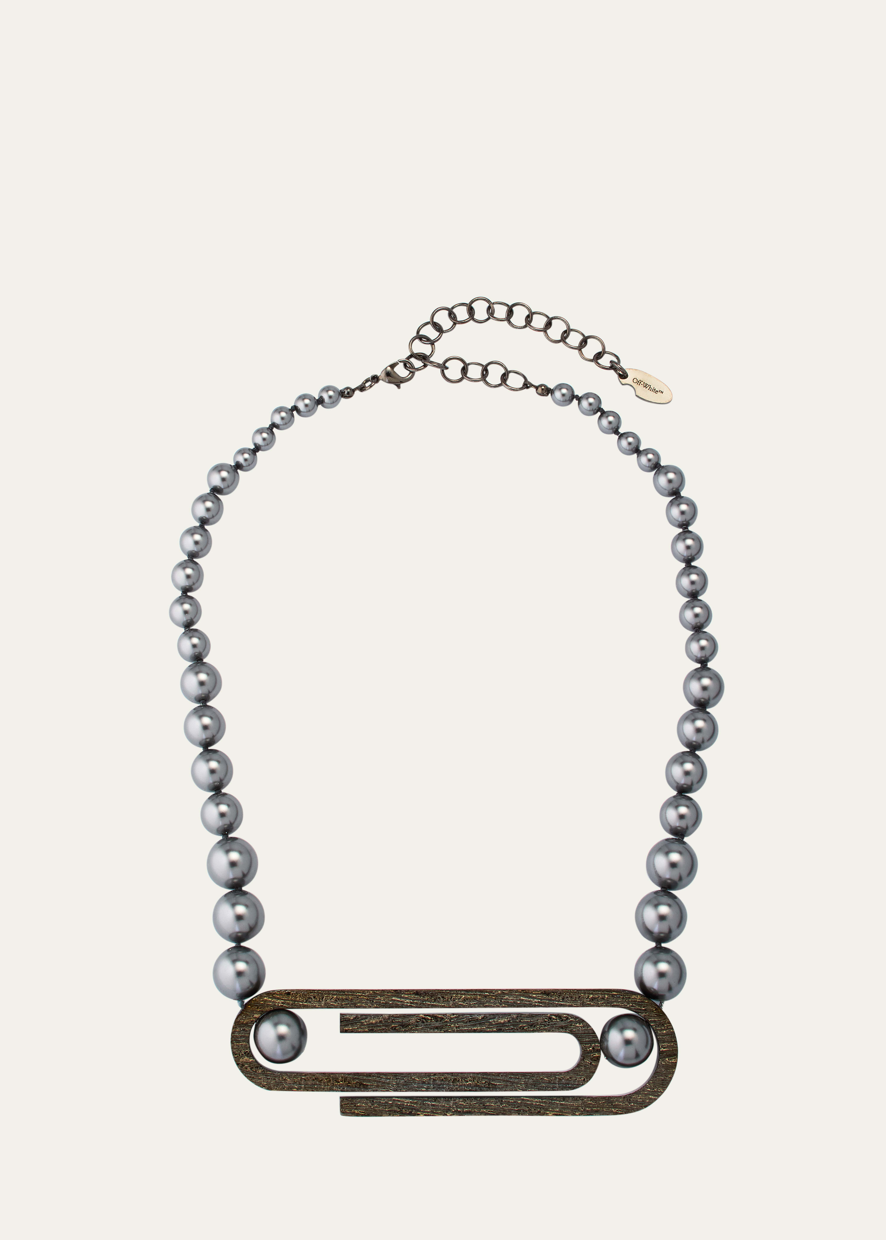 Off-White Silver Strass Paperclip Necklace Off-White
